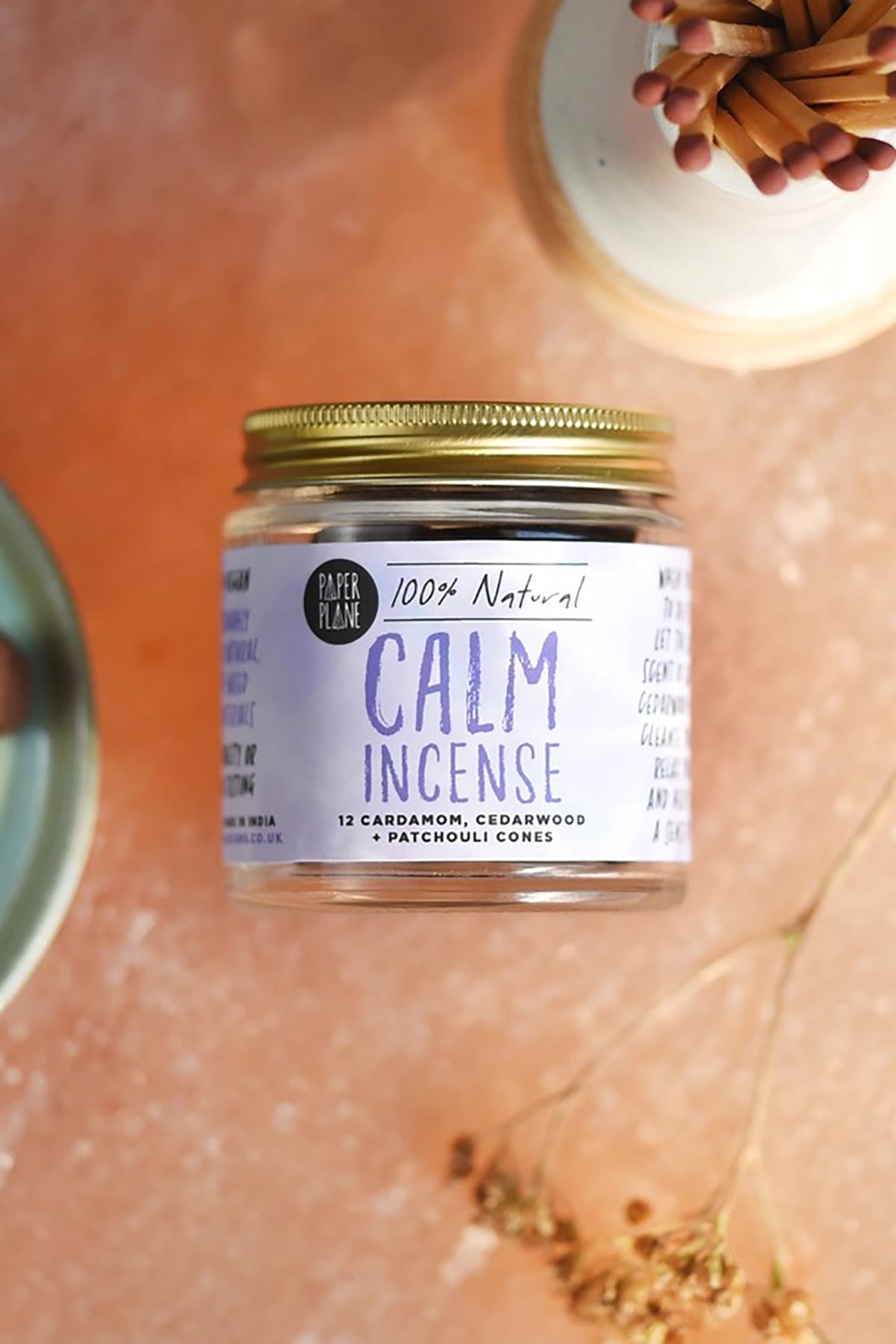 Paper Plane Calm Incense Jar Of Incense Cones | Plant Based & Vegan