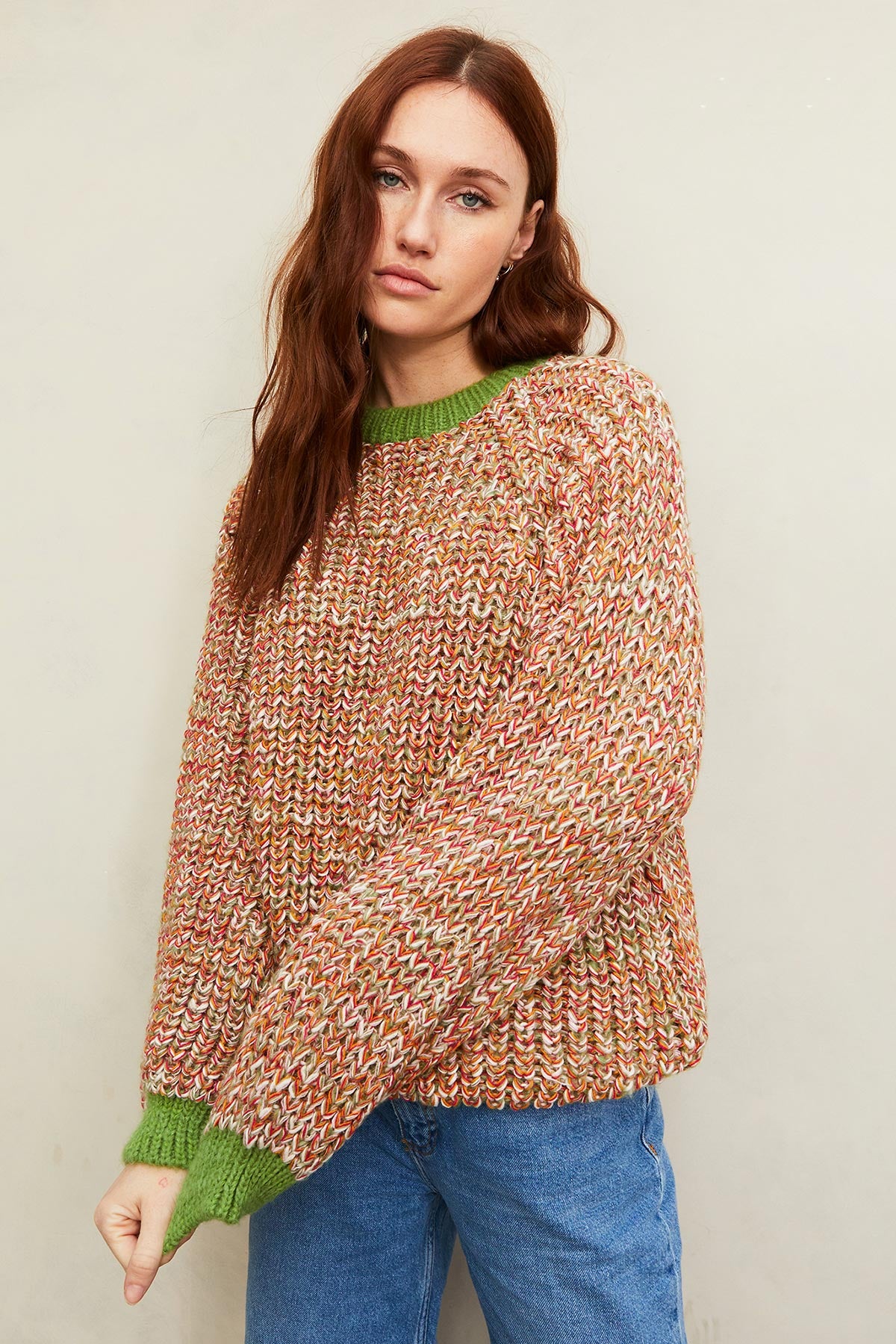 Cara & The Sky Debbie Twist High Neck Jumper In Olive