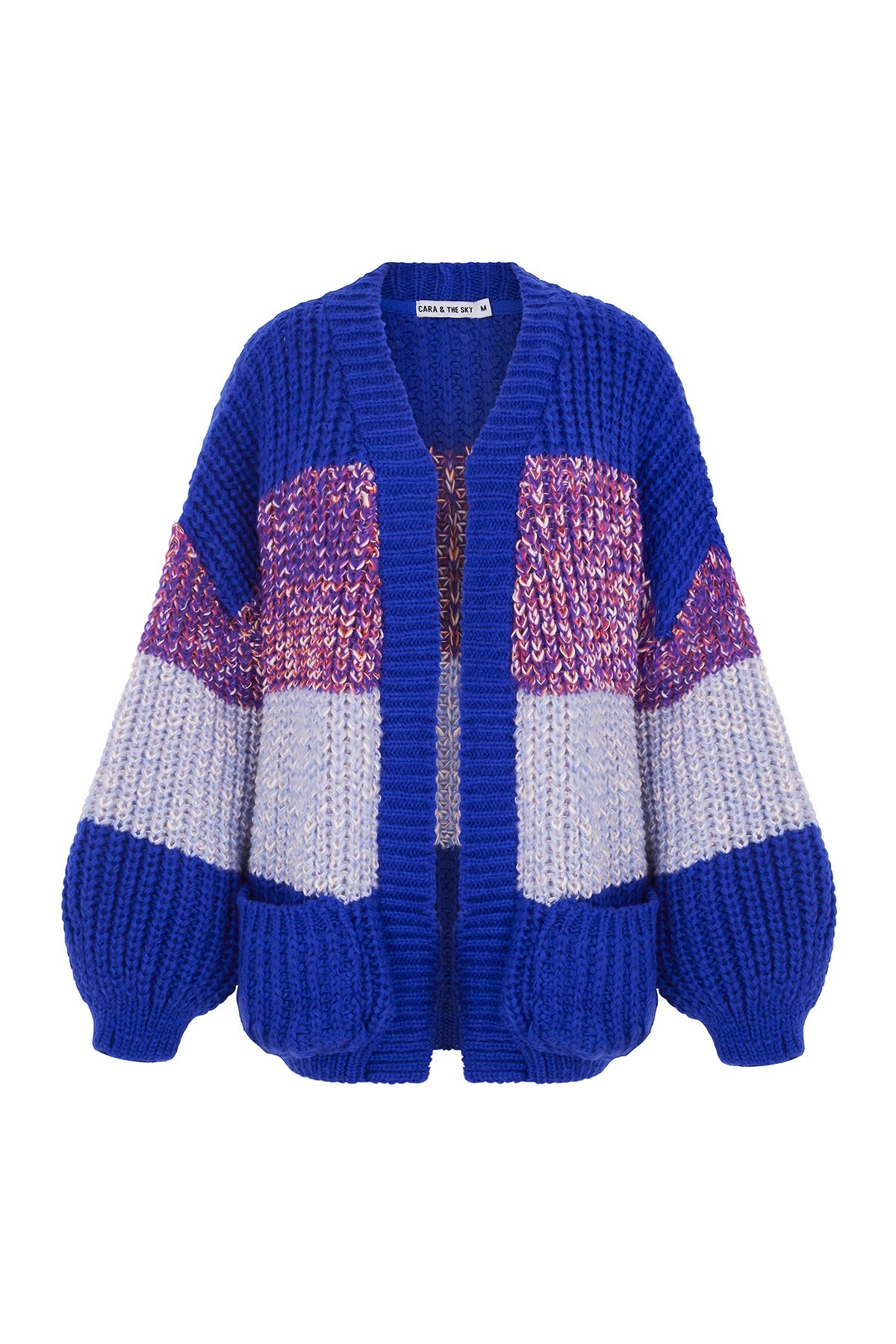 Cara & The Sky Janie Oversized Chunky Stripe Cardigan In Cobalt