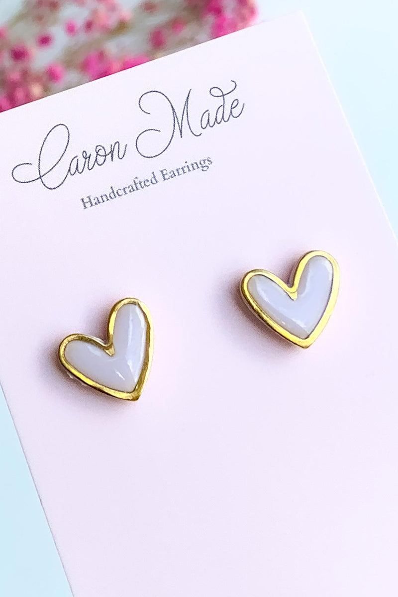 Caron Made Pastel Heart Stud Earrings Collection