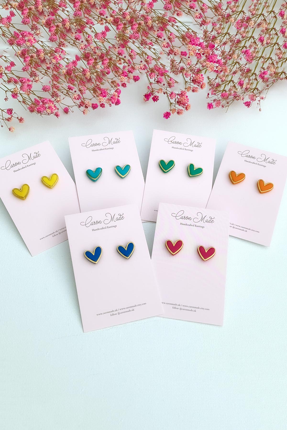 Caron Made Vibrant Heart Stud Earrings