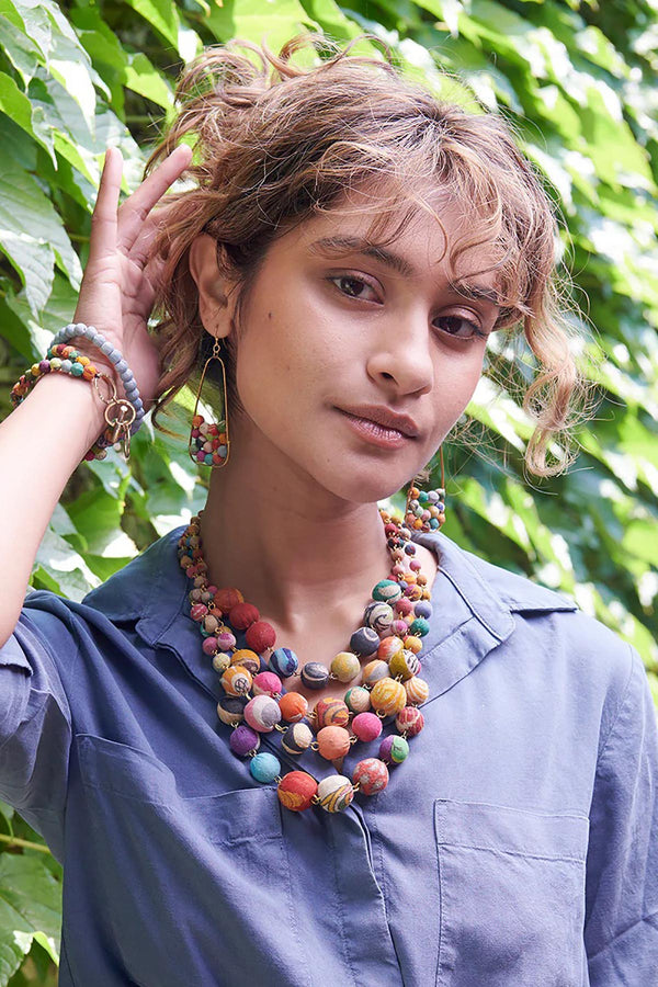 World Finds Cascading Kantha Necklace