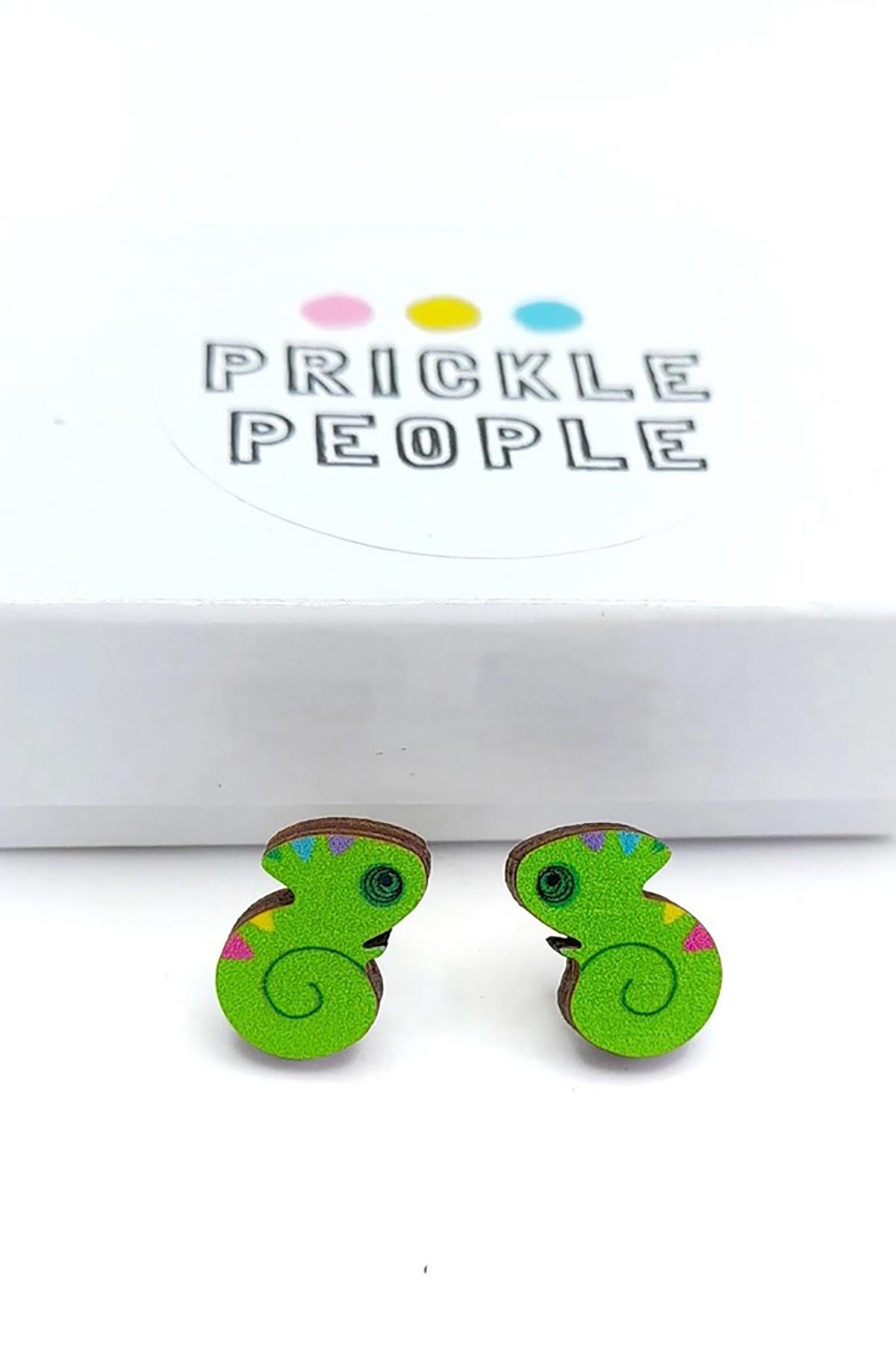 Prickle People Chameleon Wooden Stud Earrings