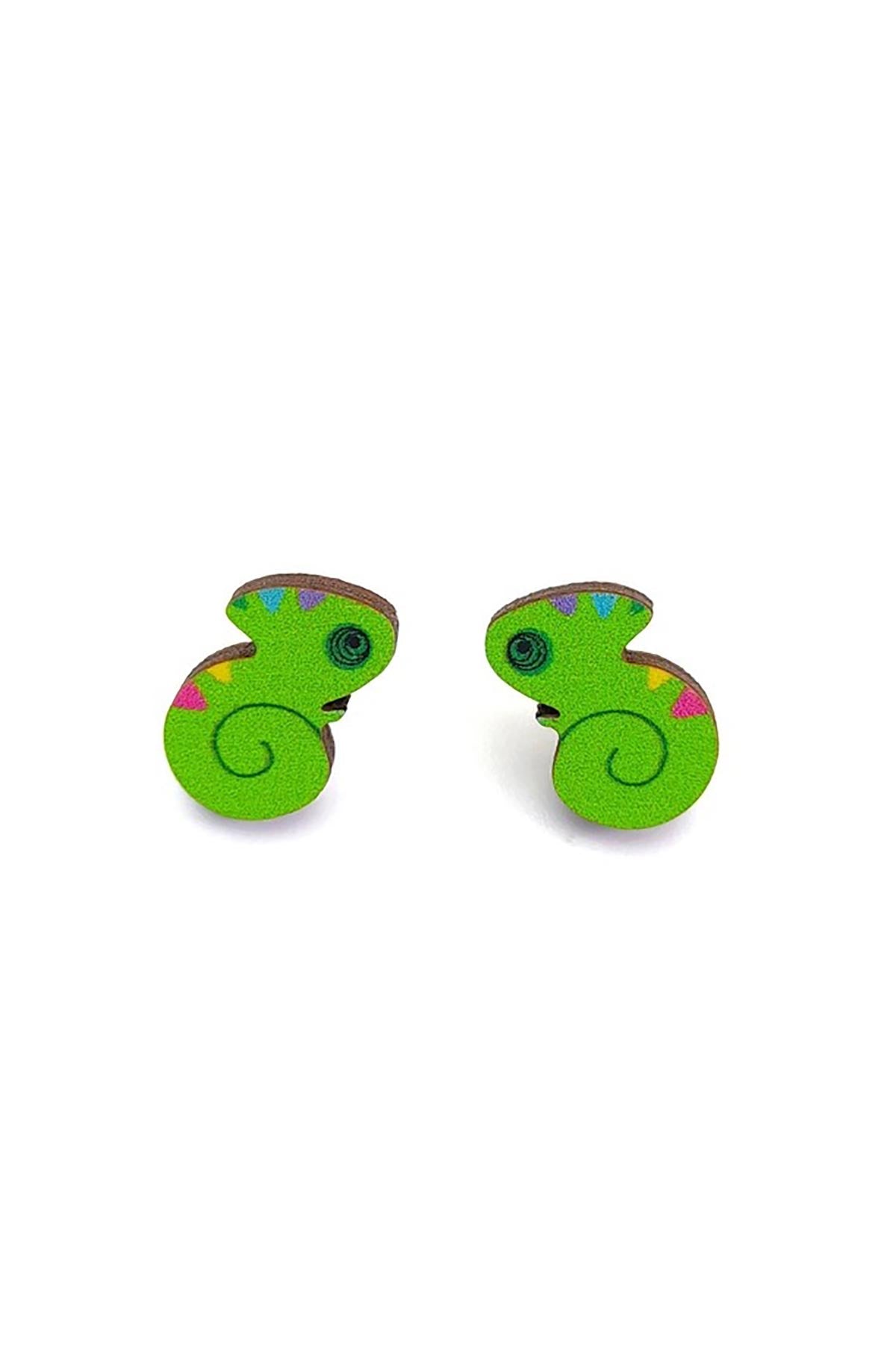 Prickle People Chameleon Wooden Stud Earrings