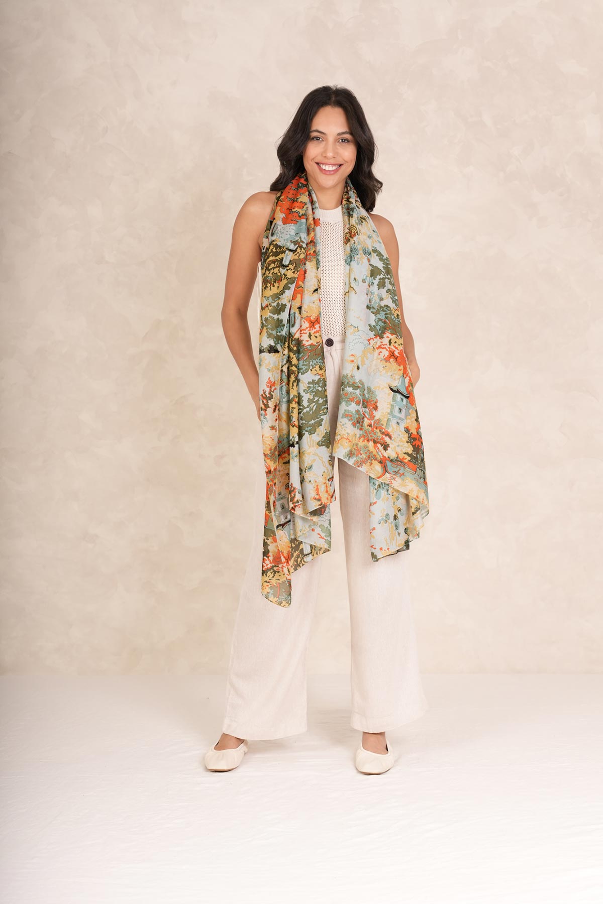 One Hundred Stars China Tree Aqua Scarf