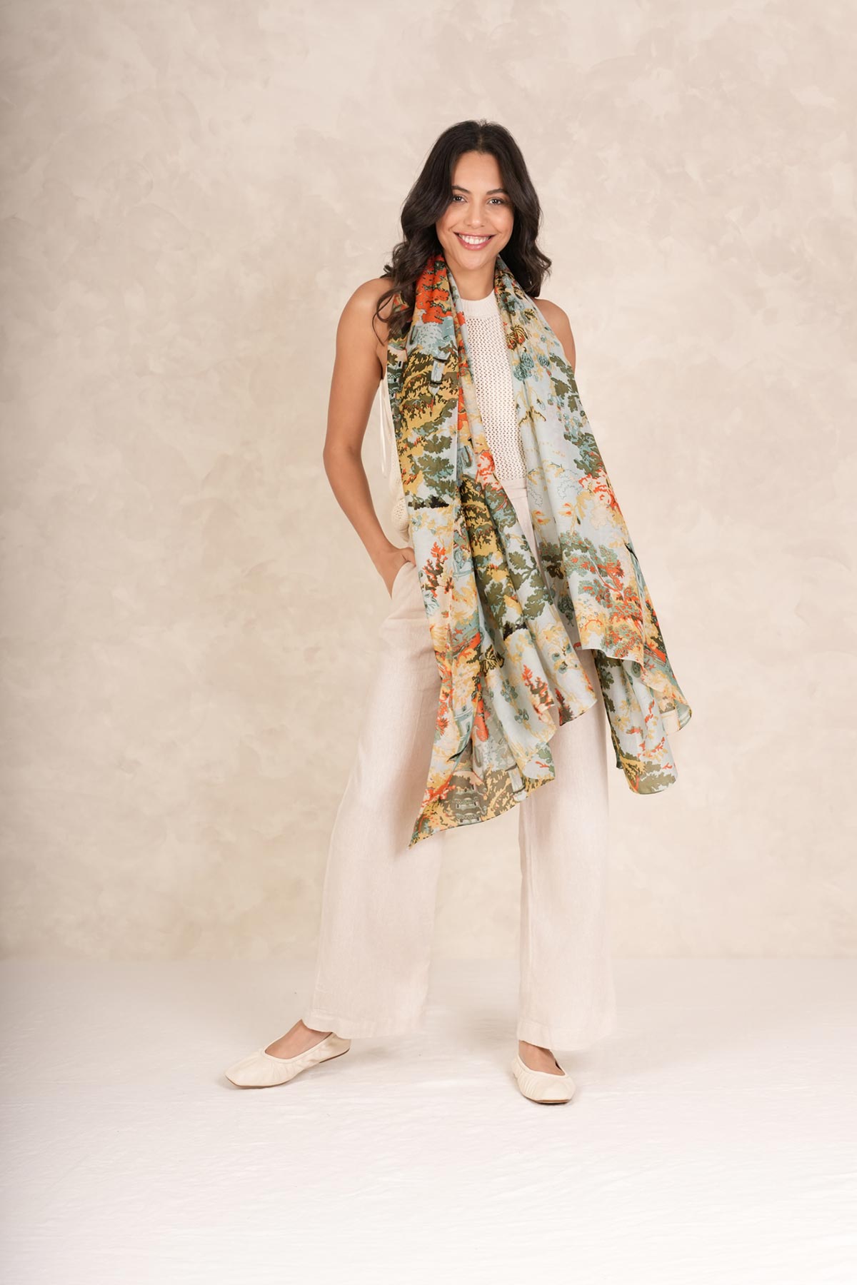 One Hundred Stars China Tree Aqua Scarf