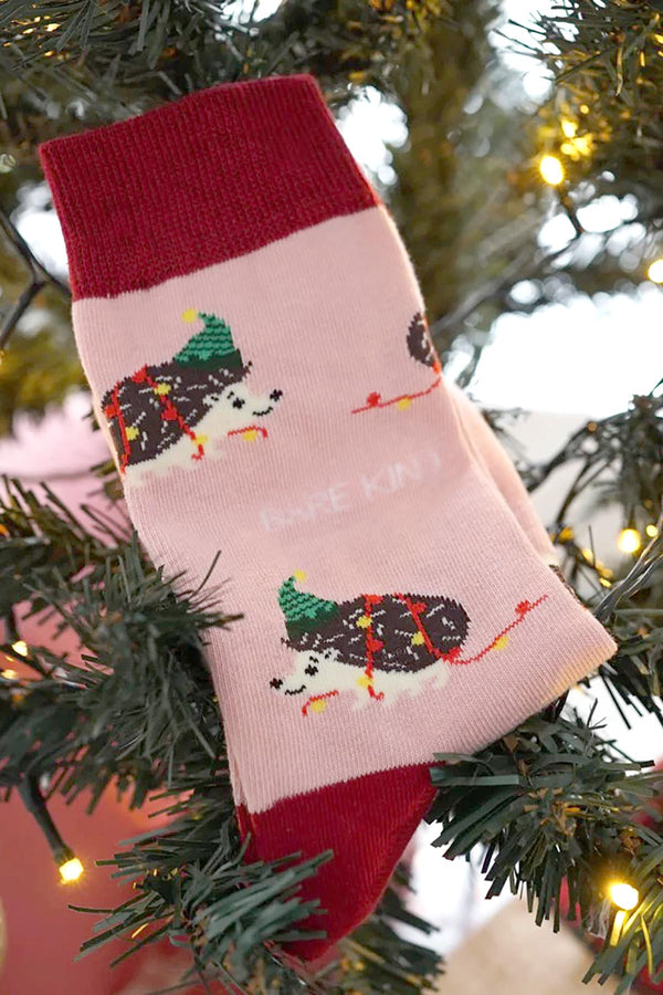 Bare Kind Christmas Save The Hedgehog Bamboo Socks