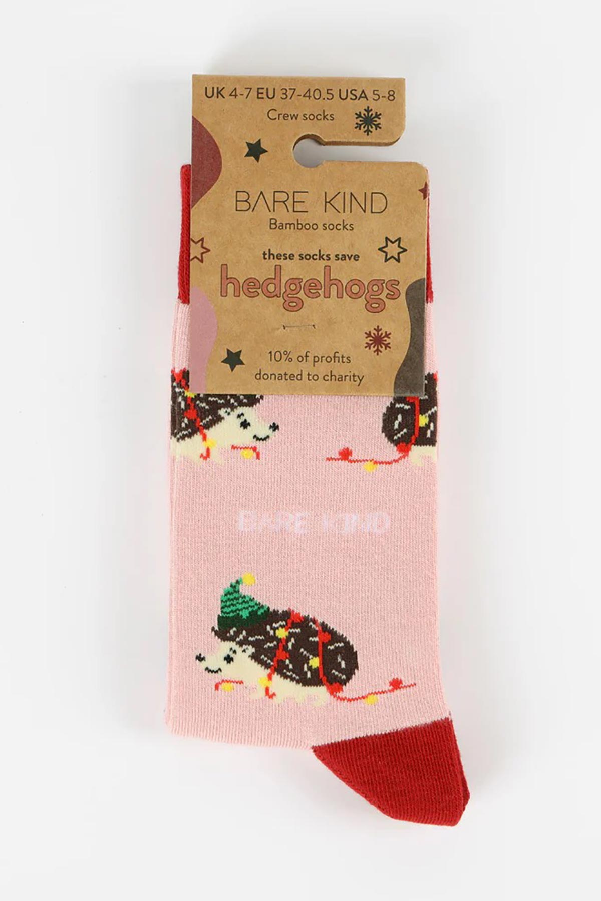 Bare Kind Christmas Save The Hedgehog Bamboo Socks