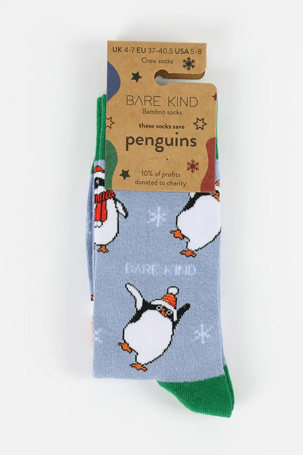 Bare Kind Christmas Save The Penguin Bamboo Socks