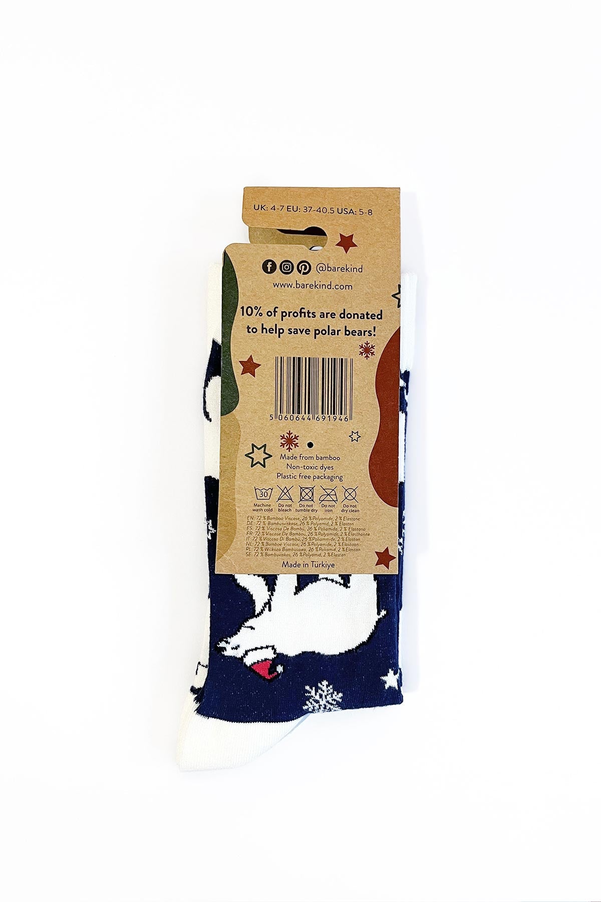 Bare Kind Christmas Save The Polar Bears Bamboo Socks