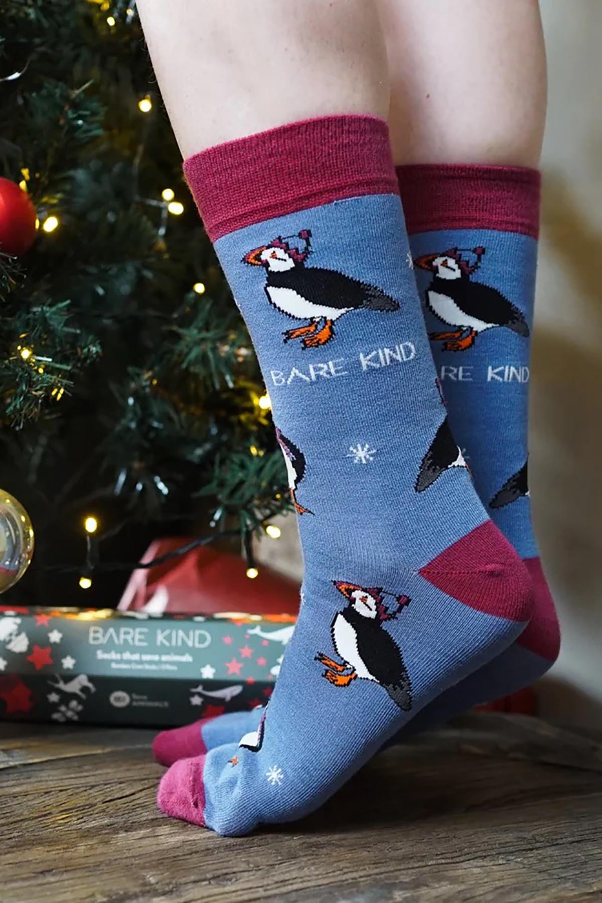 Bare Kind Christmas Save The Puffins Bamboo Socks