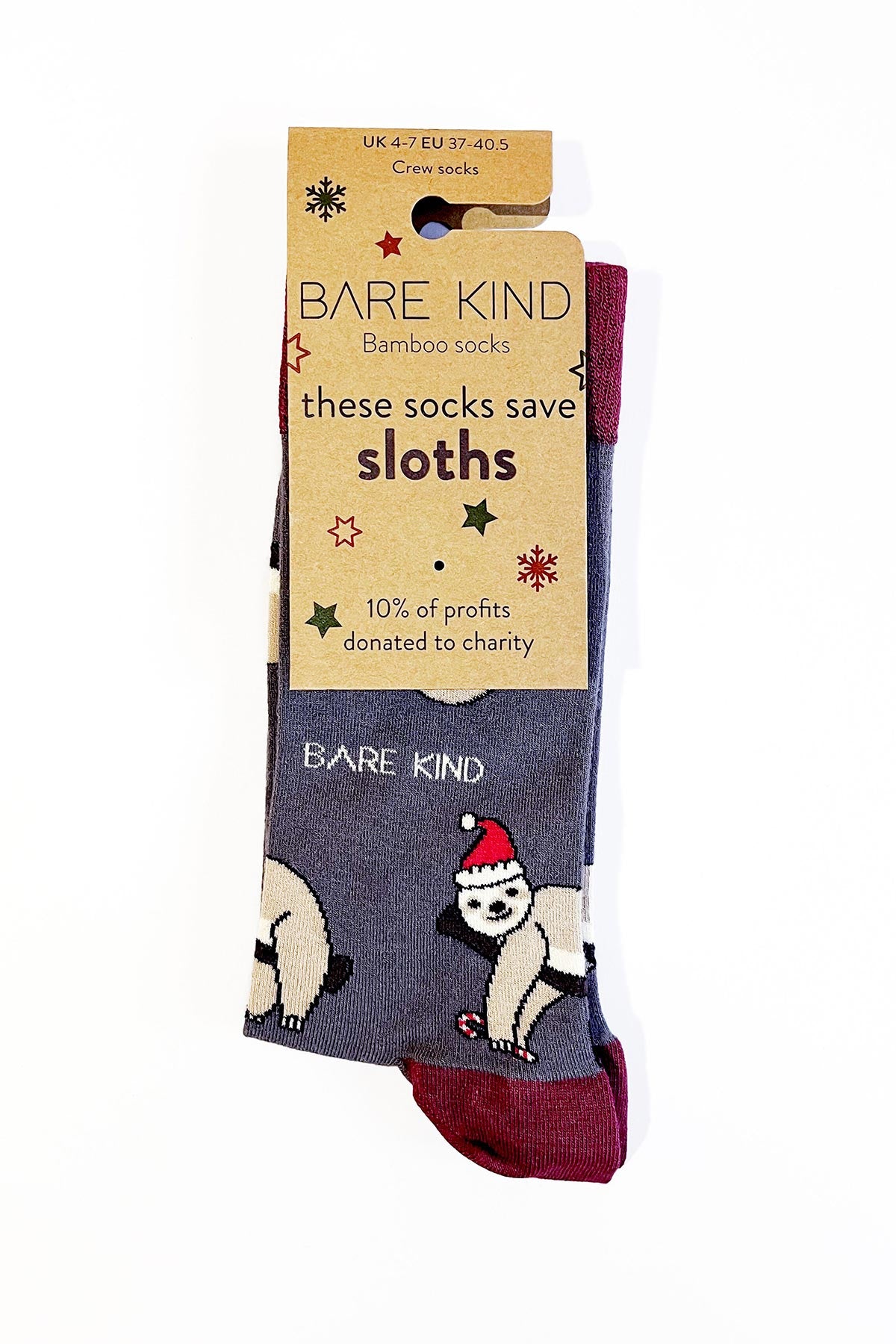 Bare Kind Christmas Save The Sloths Bamboo Socks