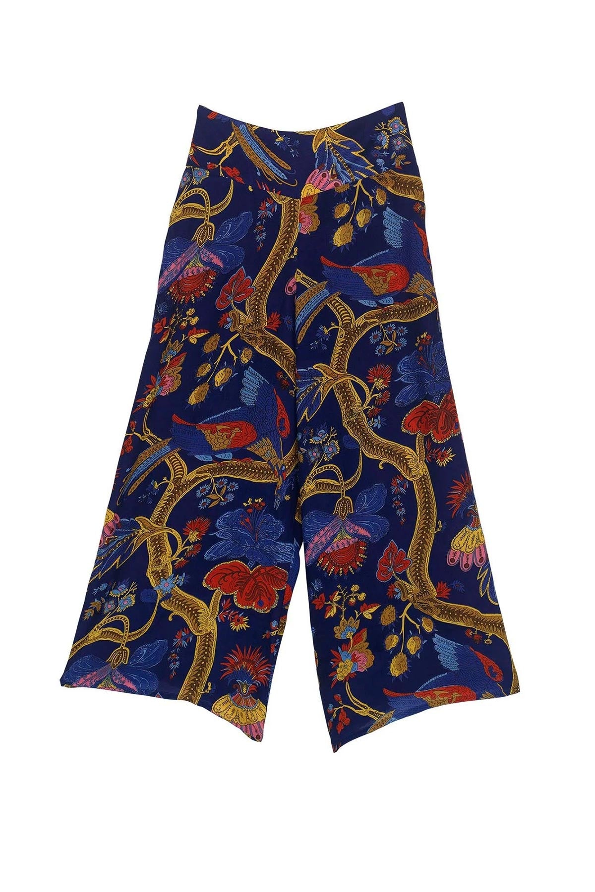 One Hundred Stars Climbing Peacock Royal Blue Crepe Palazzo Pants