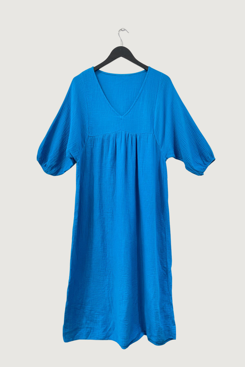 Mia Strada Cloque Midi Dress In Sky blue
