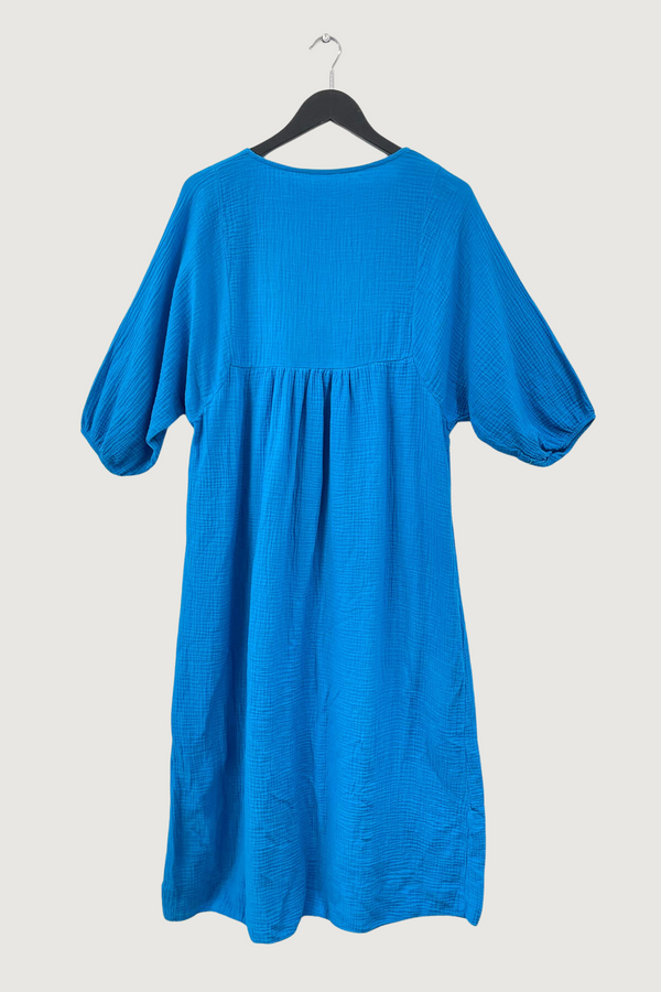 Mia Strada Cloque Midi Dress In Sky blue