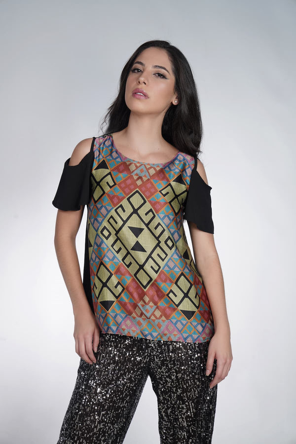 Vivian Contemporary Andean Design Cosmo Butterfly Sleeved Silk Blouse