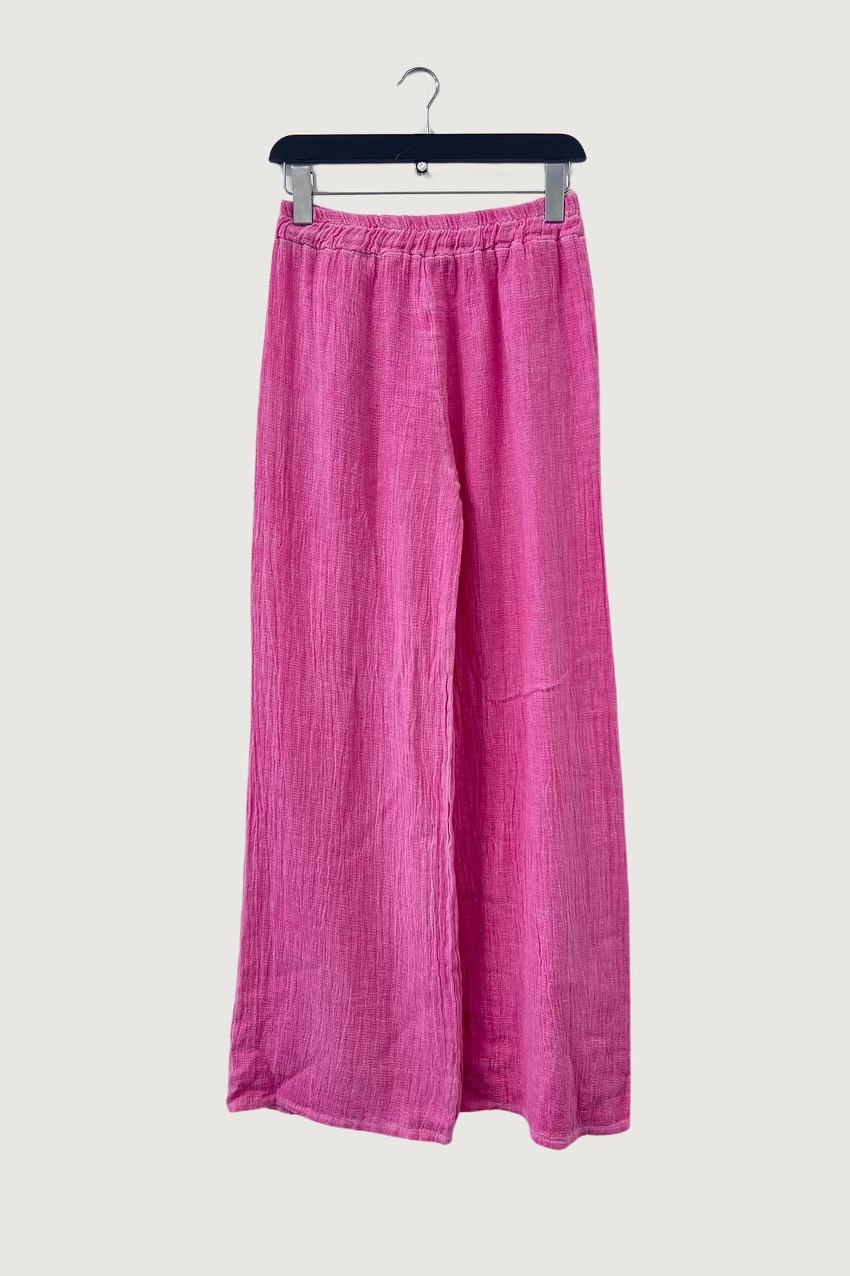 Mia Strada London Cotton And Linen Palazzo Trousers With Pockets In Pink