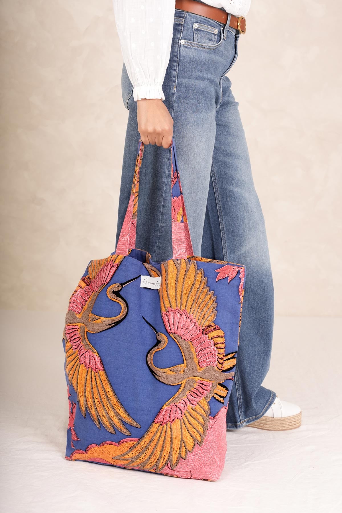 One Hundred Stars Crane Cobalt Canvas Bag
