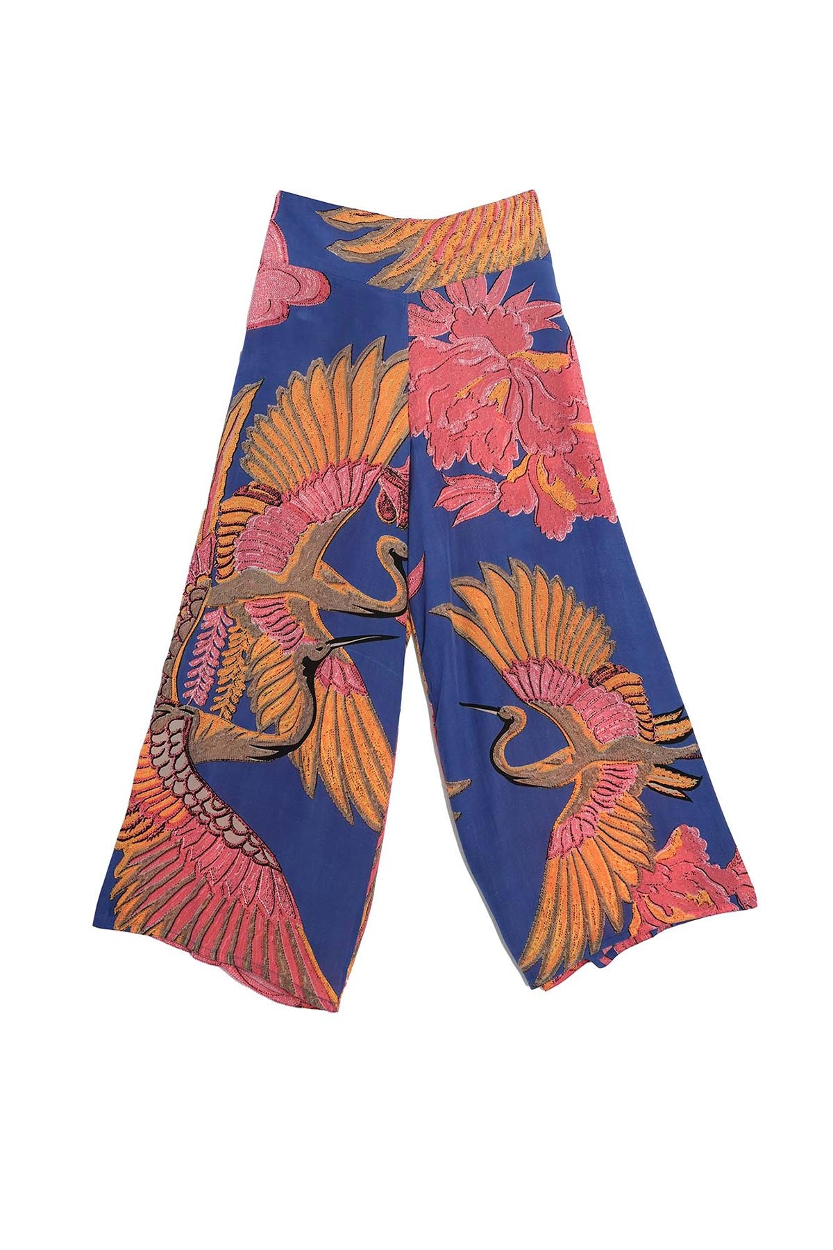 One Hundred Stars Crane Cobalt Crepe Palazzo Pants