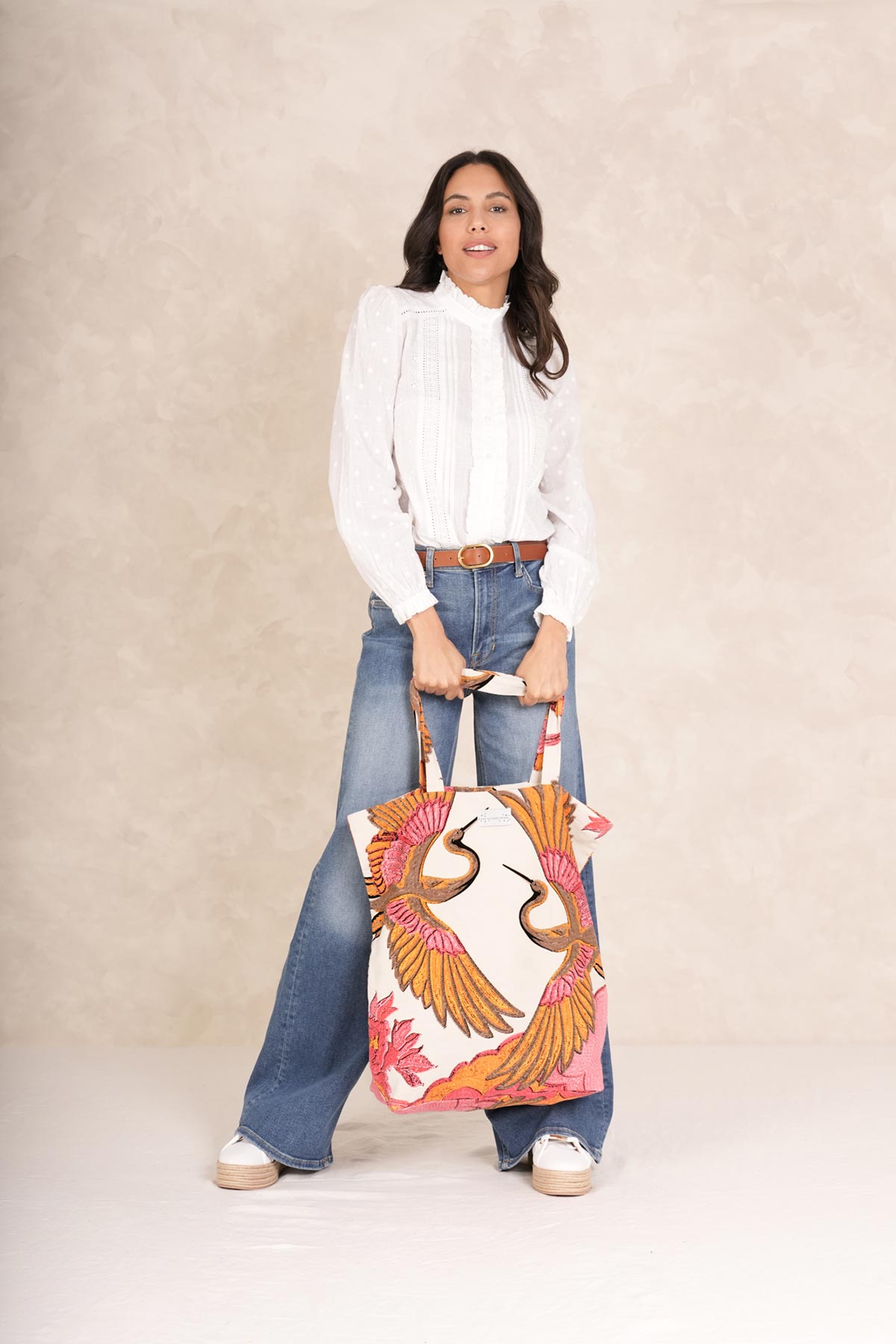 One Hundred Stars Crane Ecru Canvas Bag