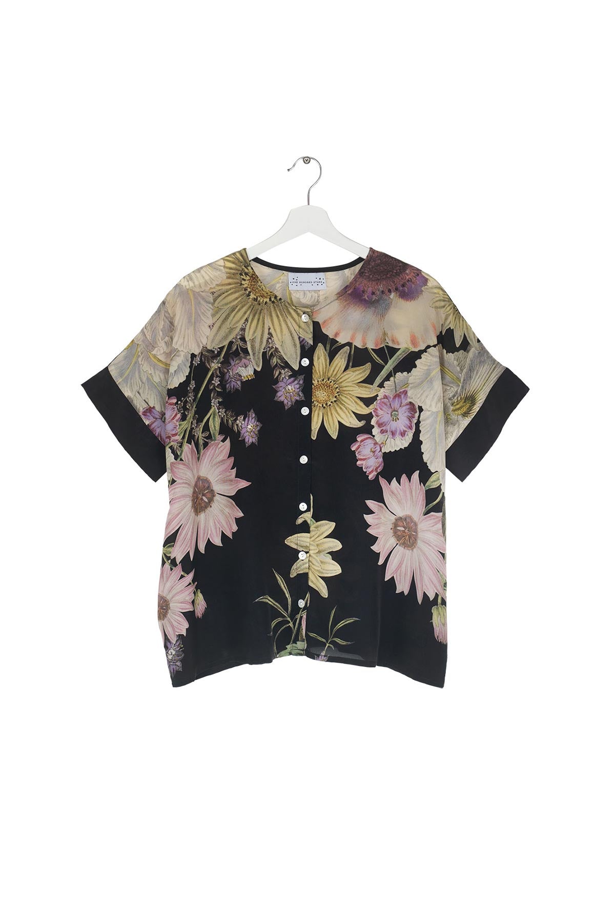 One Hundred Stars Daisy Black Tea Blouse