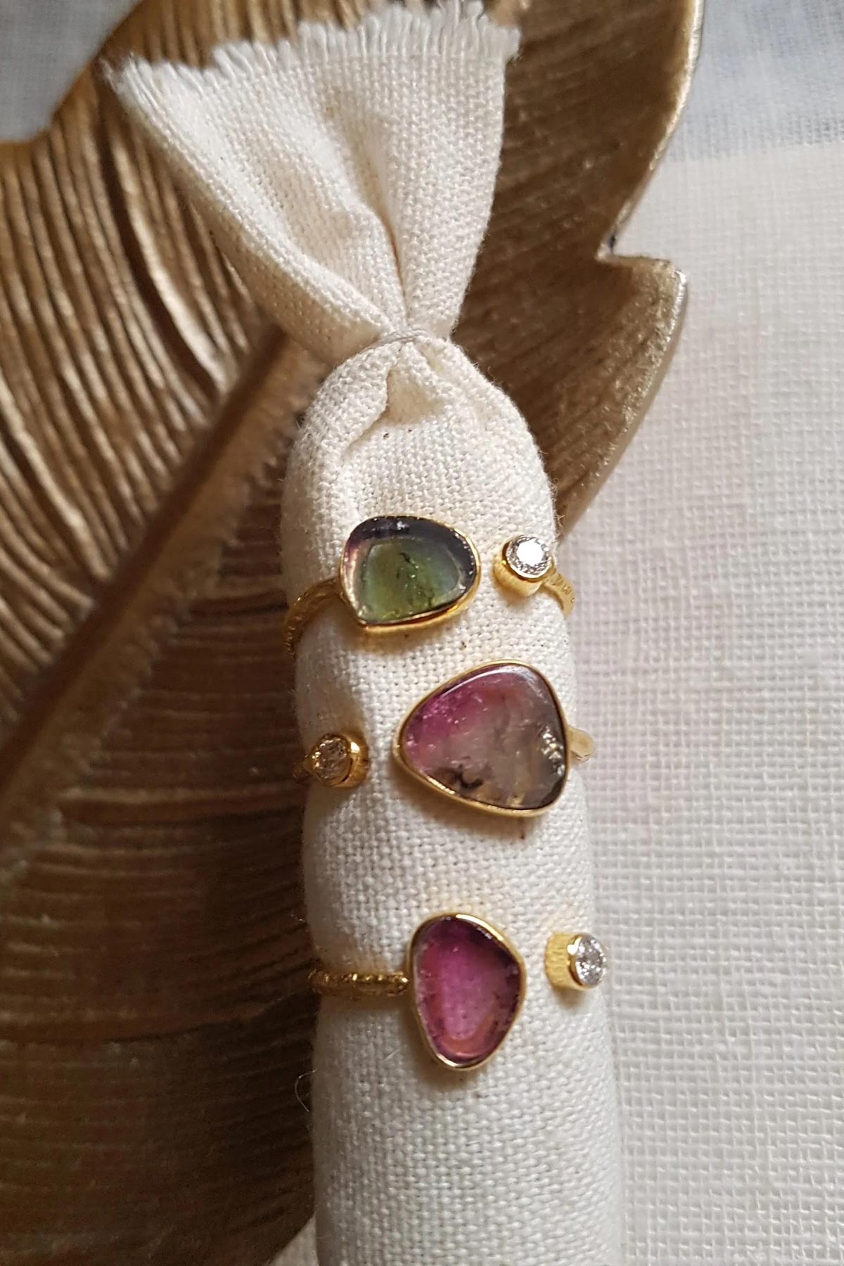 Ginandger Deva Adjustable Ring Melon Tourmaline