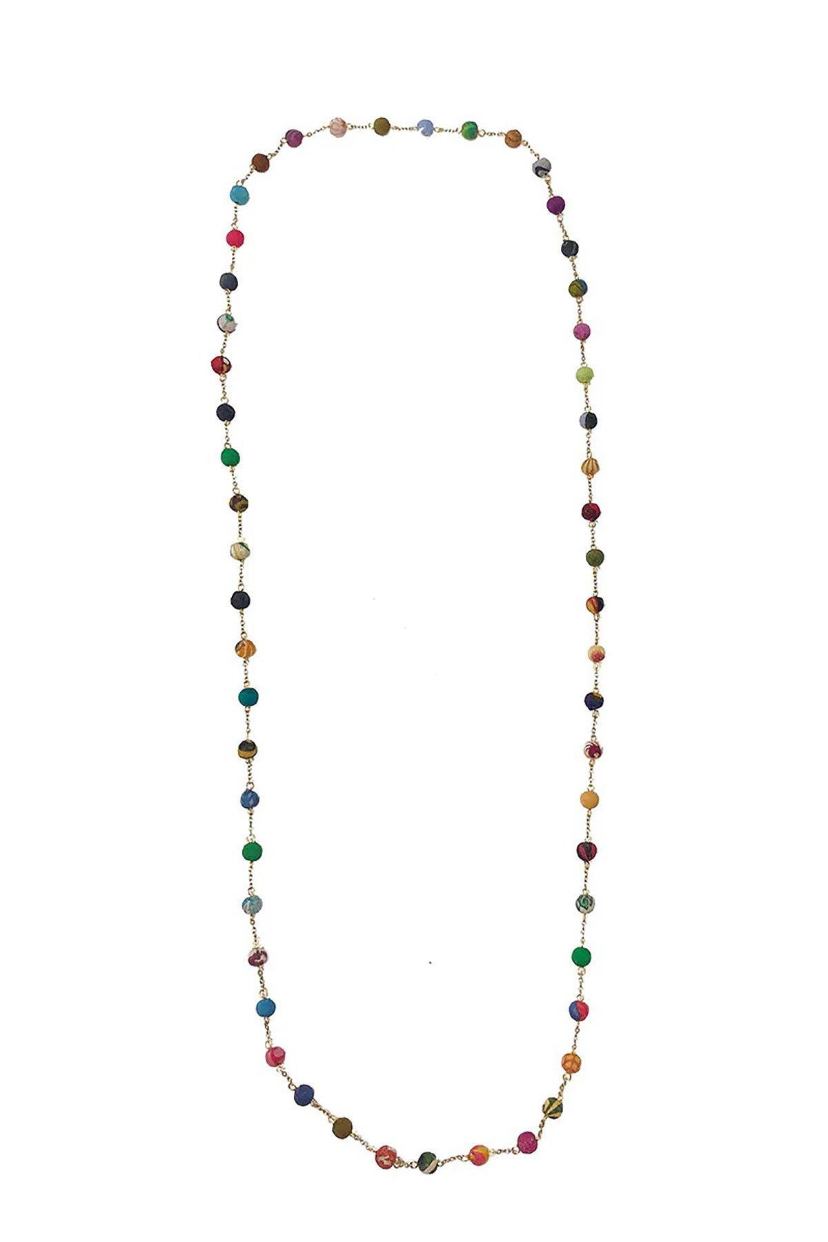 World Finds Dotted Kantha Long Necklace