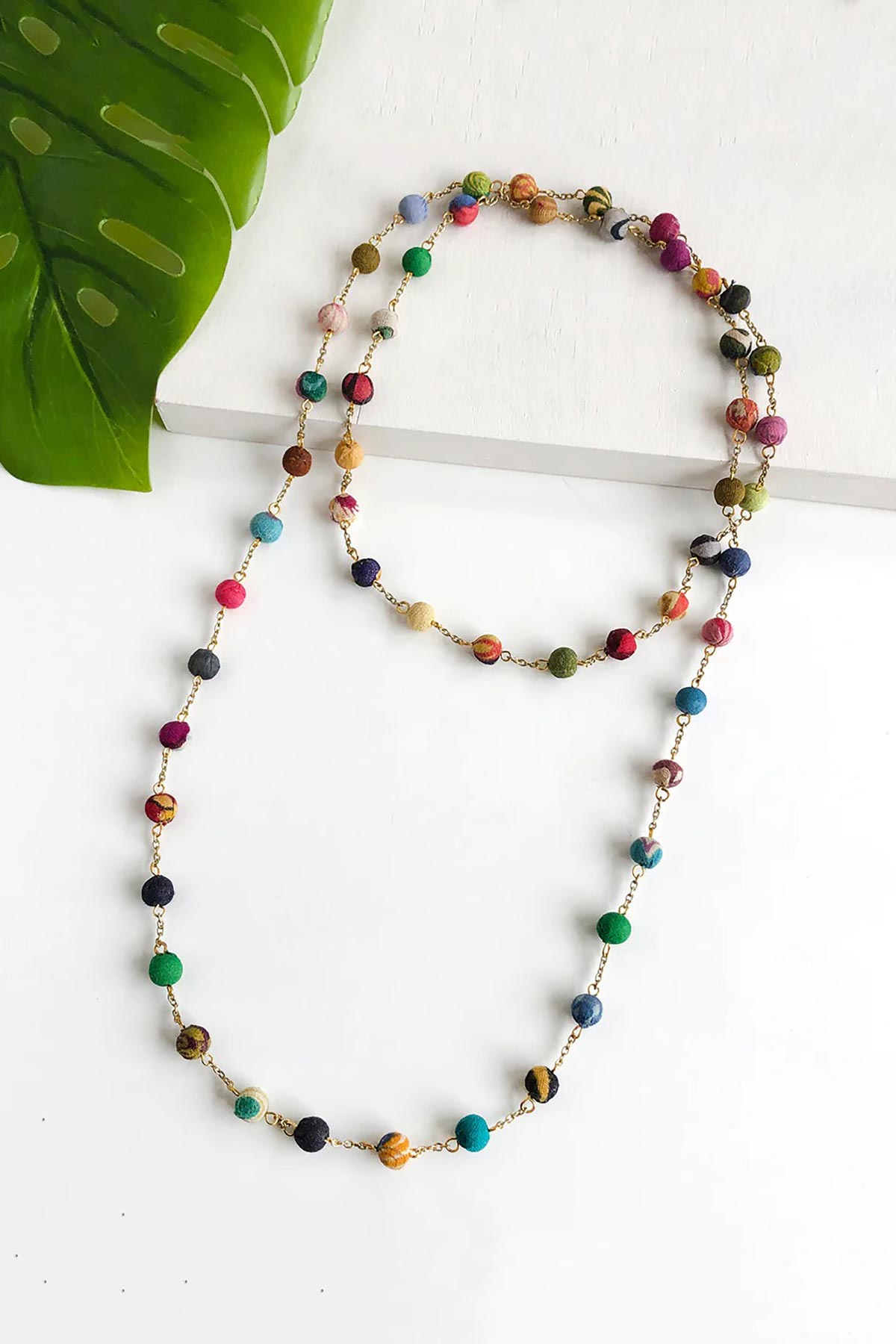 World Finds Dotted Kantha Long Necklace