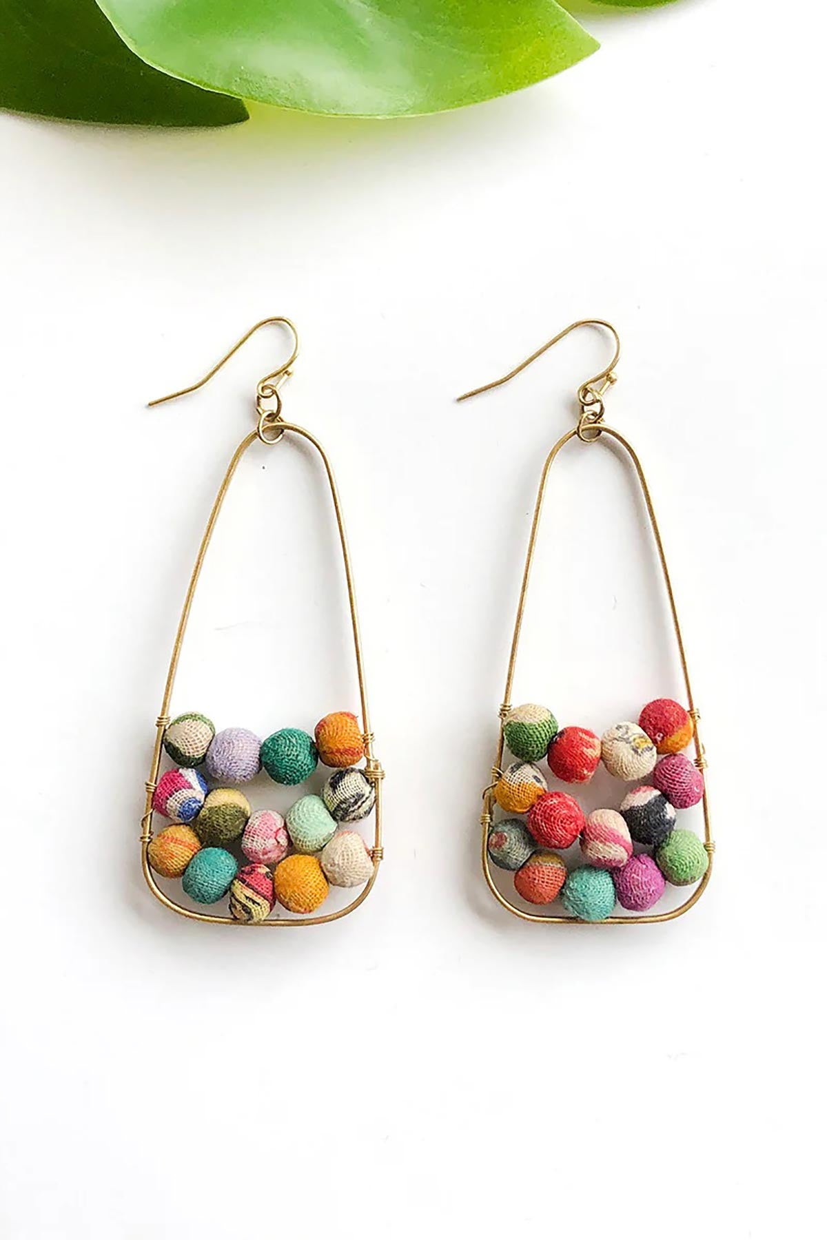 World Finds Embedded Kantha Earrings