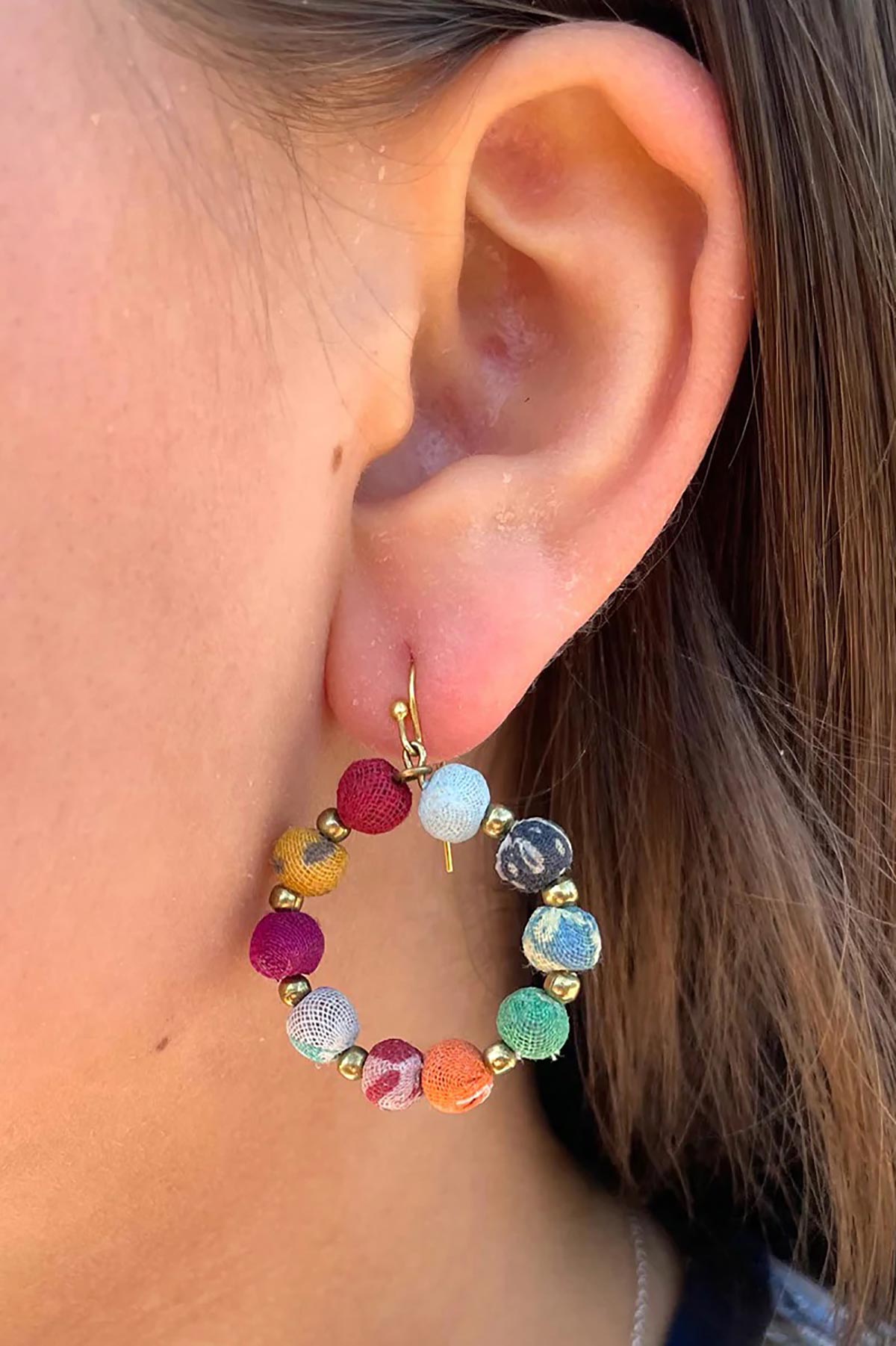 World Finds Encircled Kantha Earrings