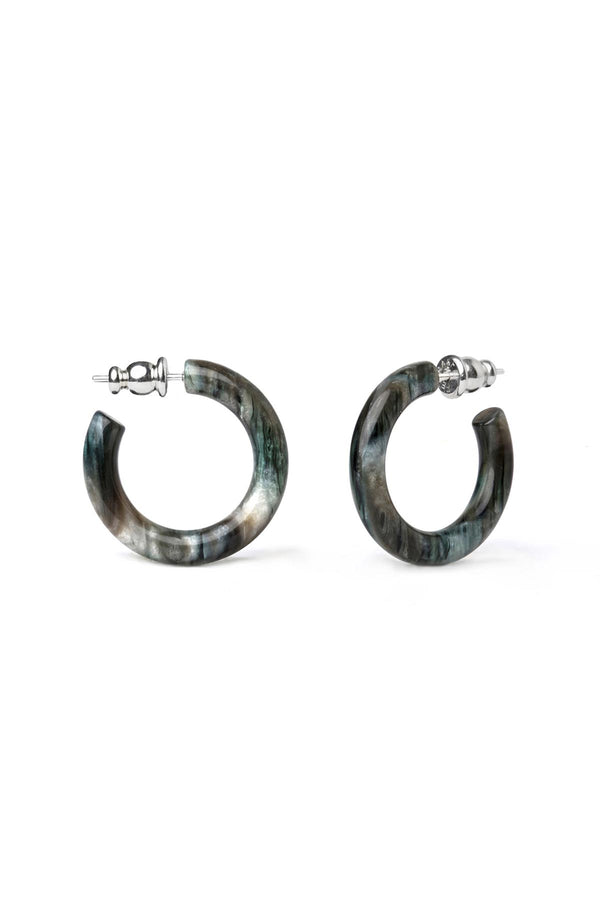 Fenna & Fei Small Acetate Hoops In Moss