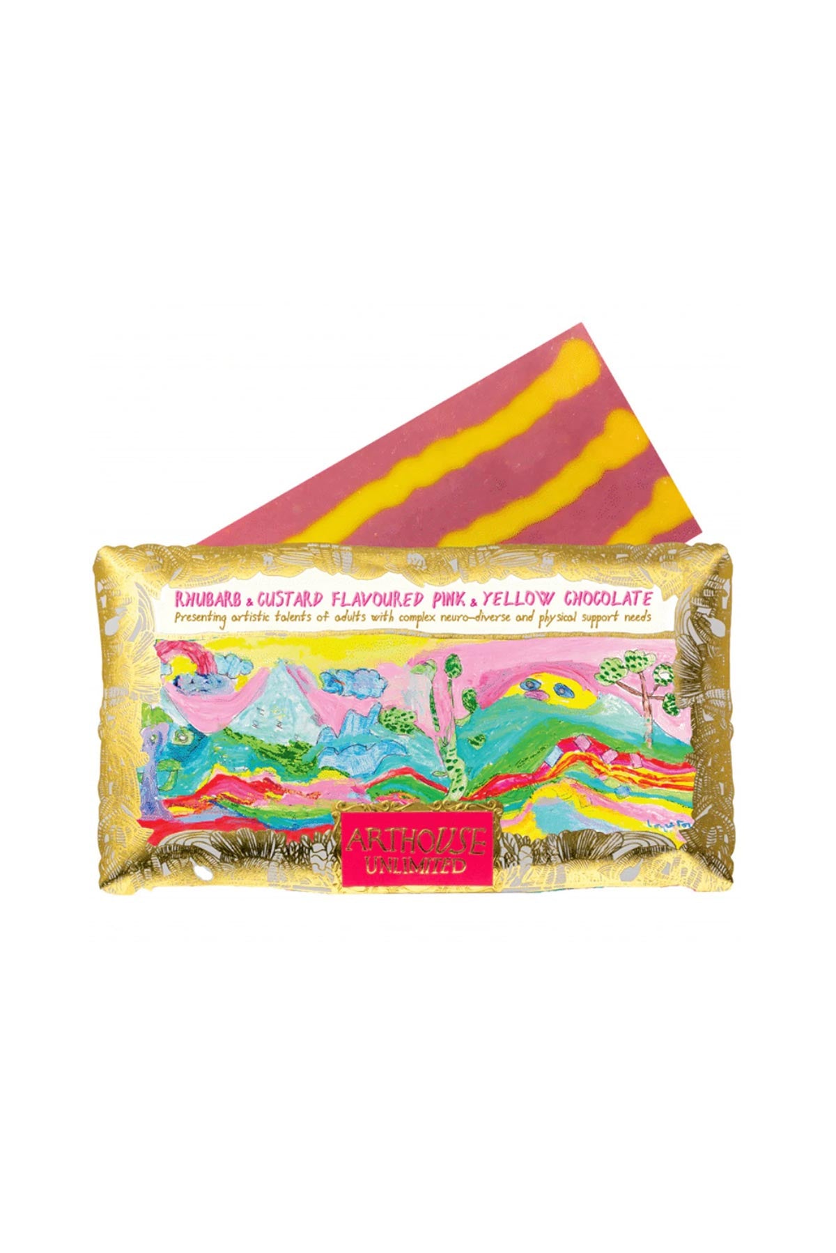 Arthouse Unlimited Peace Rhubarb & Custard Flavoured Pink & Yellow Chocolate Bar