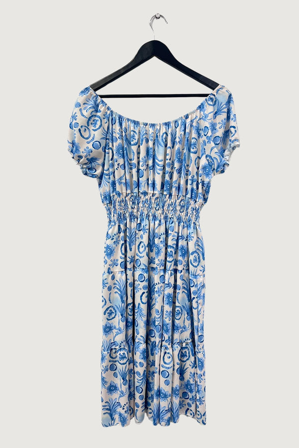 Floral Summer Dress In Baby Blue