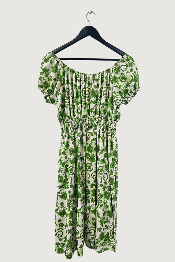Mia Strada London Floral Summer Dress In Lime Green