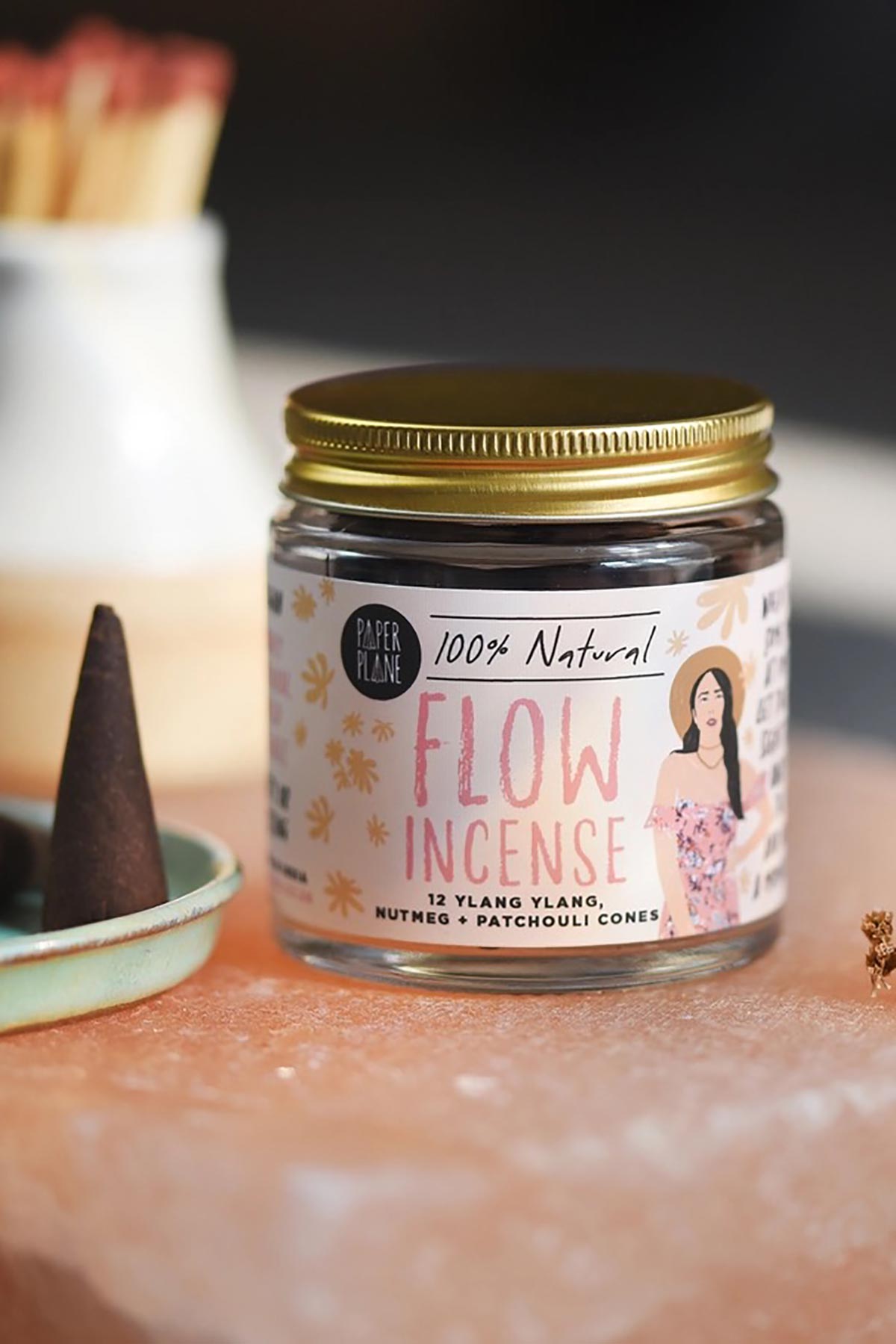 Paper Plane Flow Incense Jar Of Incense Cones | Plant Based & Vegan