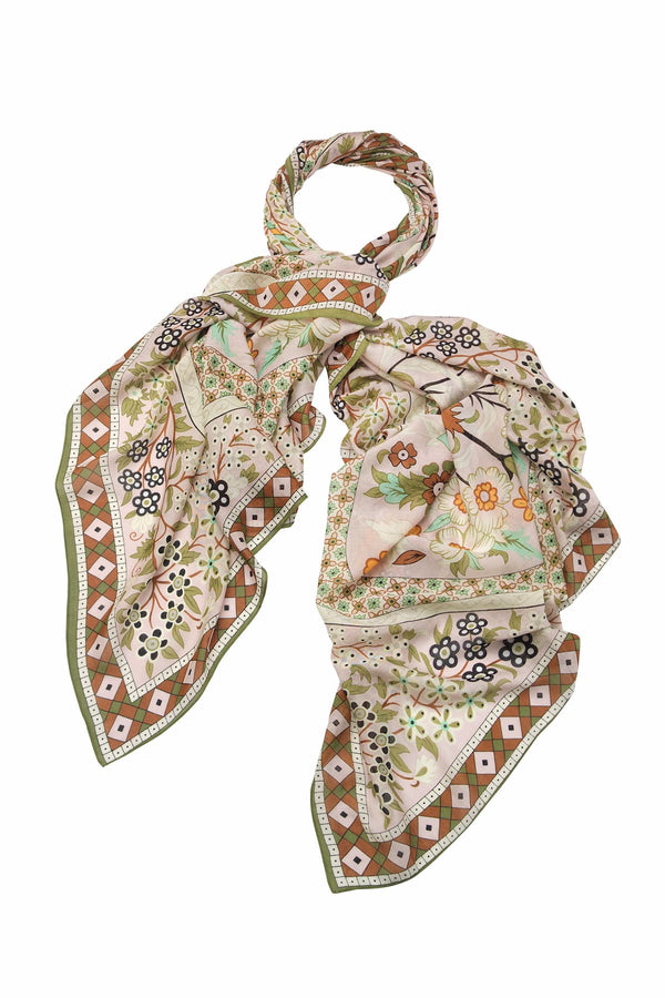 One Hundred Stars Flower Arch Sage Scarf
