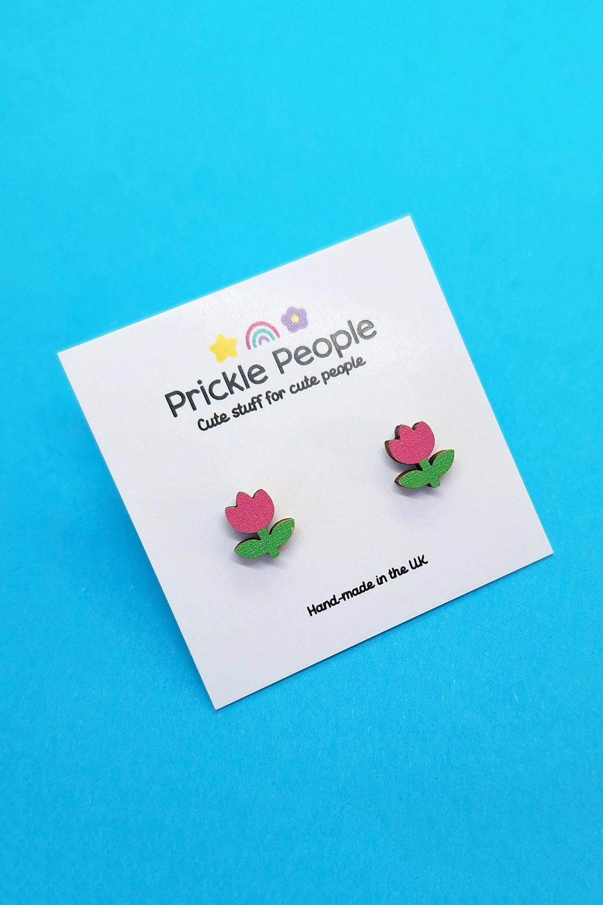 Prickle People Flower Wooden Stud Earrings