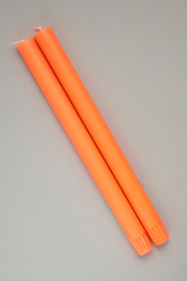 True Grace Fluoro Orange Pair of Dining Candles