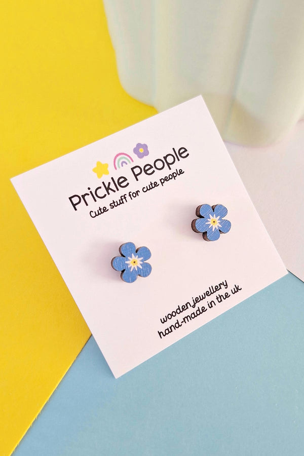 Prickle People Forget Me Not Wooden Stud Earrings