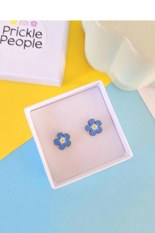 Prickle People Forget Me Not Wooden Stud Earrings