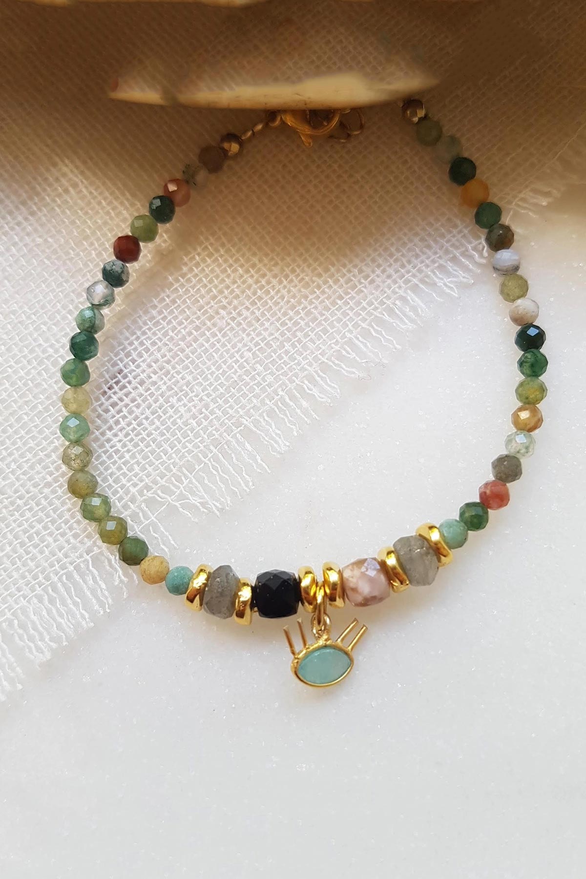 Ginandger Aida Indian Agate And Amazonite Bracelet