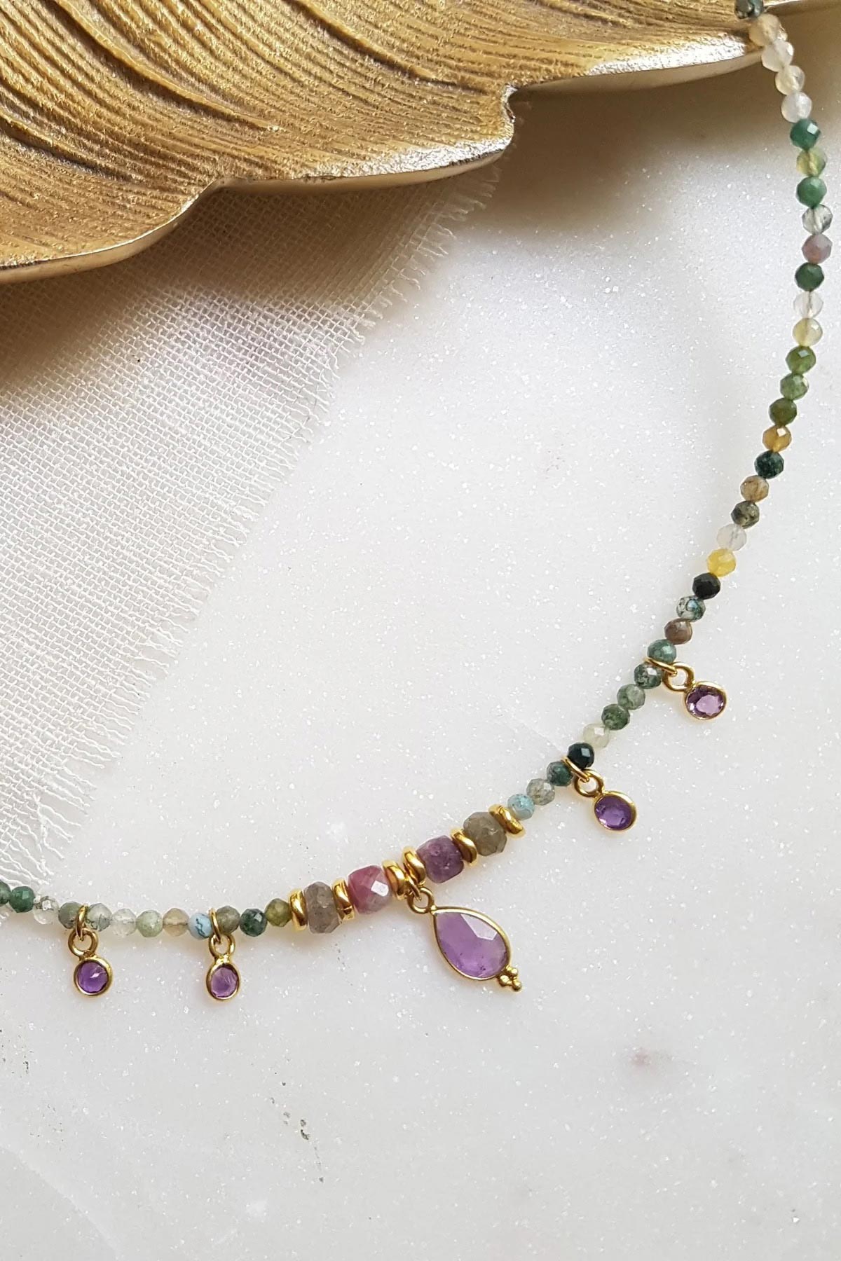 Ginandger Amalia Necklace - Indian Agate + Amethyst