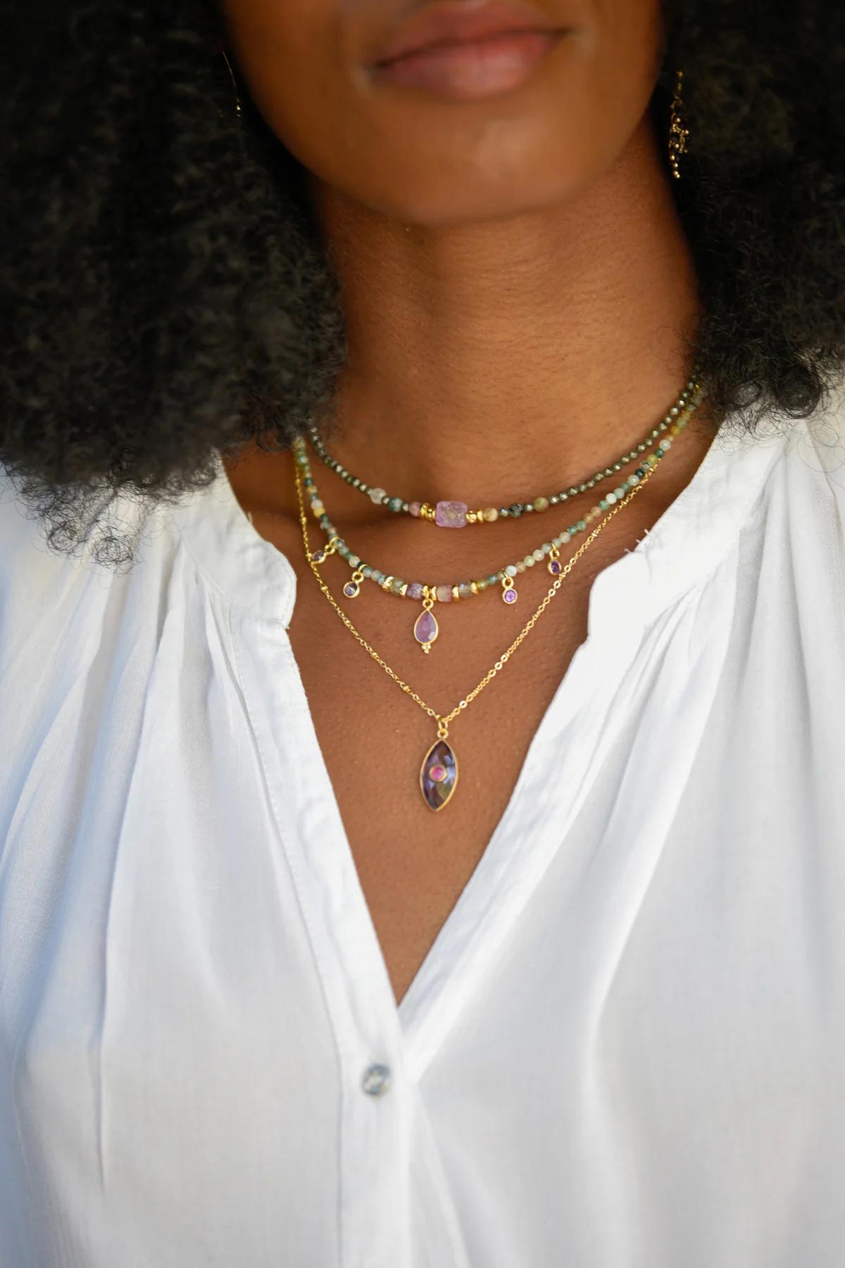 Ginandger Amalia Necklace - Indian Agate + Amethyst