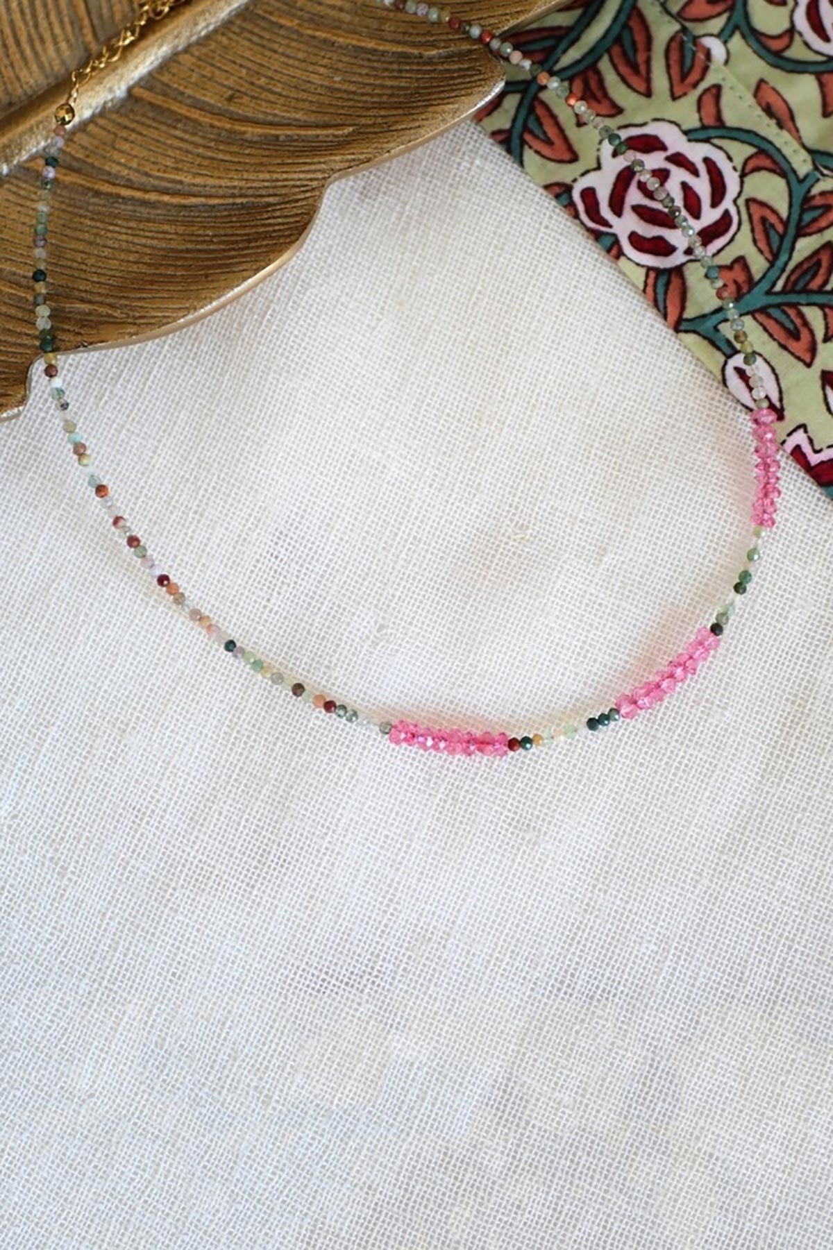 Ginandger Anjali Necklace - Indian Agate & Pink Topaz