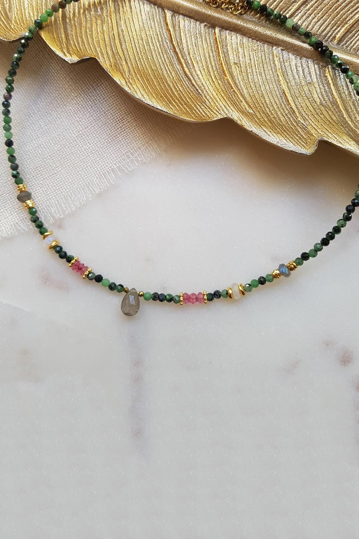 Ginandger Ilona Necklace | Ruby Zoisite & Labradorite