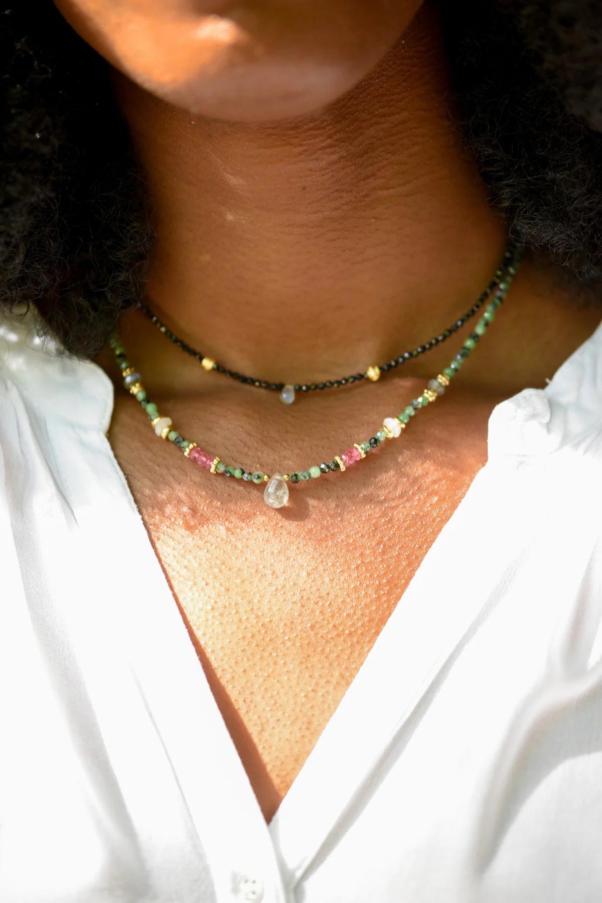 Ginandger Ilona Necklace | Ruby Zoisite & Labradorite