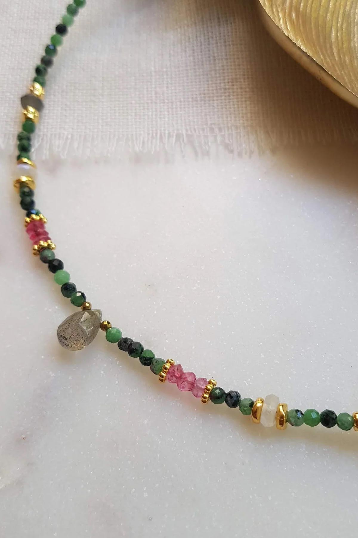 Ginandger Ilona Necklace | Ruby Zoisite & Labradorite