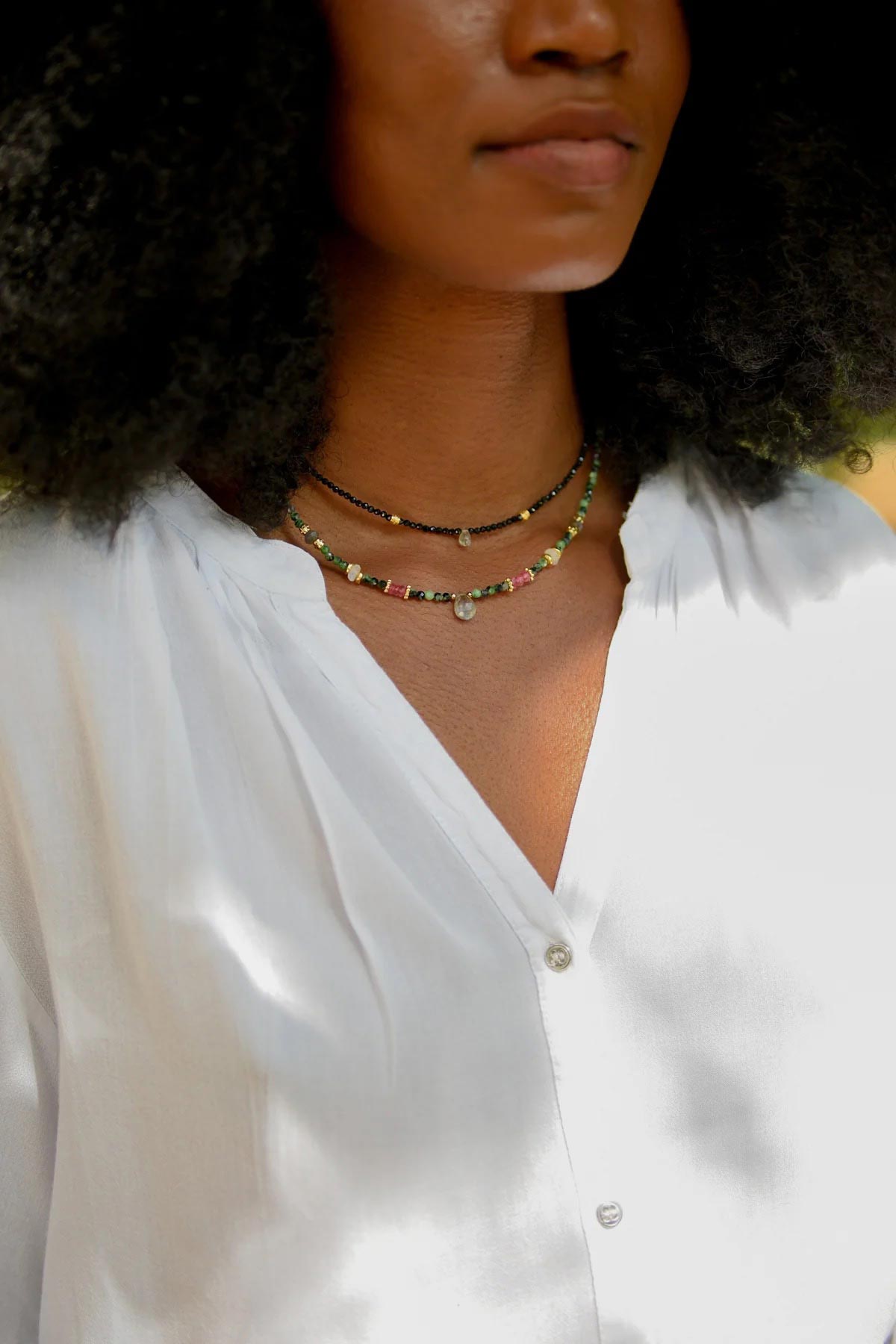 Ginandger Ilona Necklace | Ruby Zoisite & Labradorite