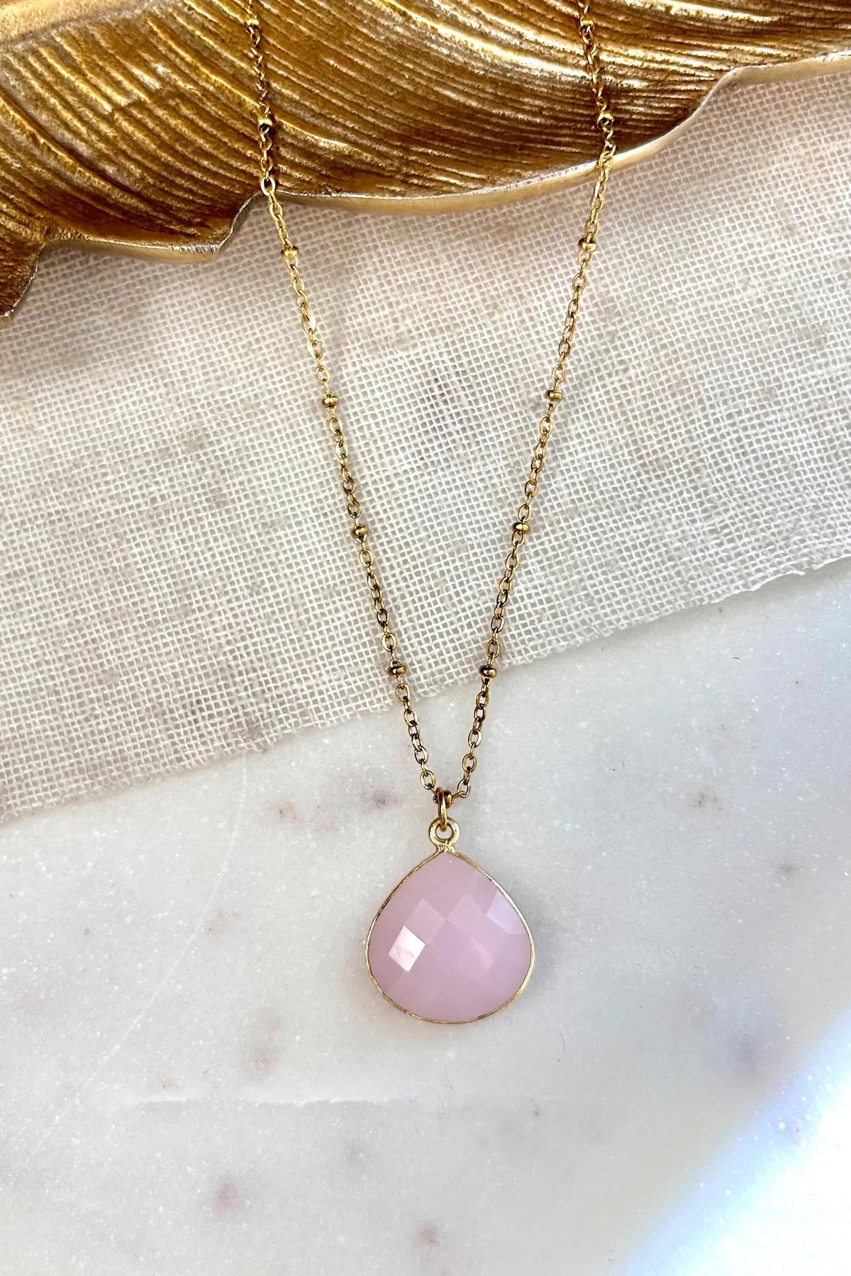 Ginandger Justine Necklace - Rose Quartz