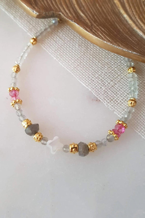 Ginandger Livia Labradorite Pink Topaz Bracelet
